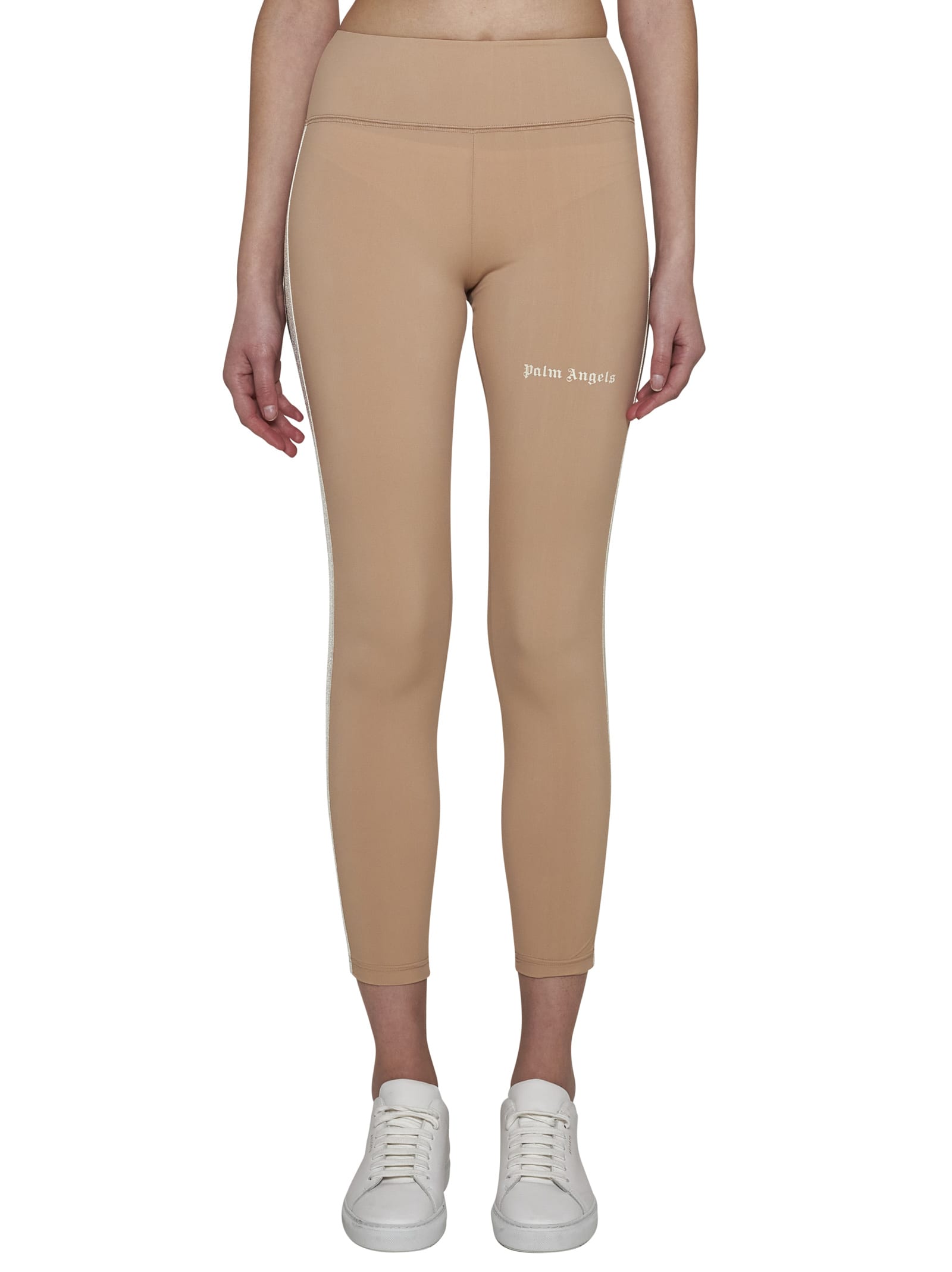 Shop Palm Angels Pants In Nude Off White