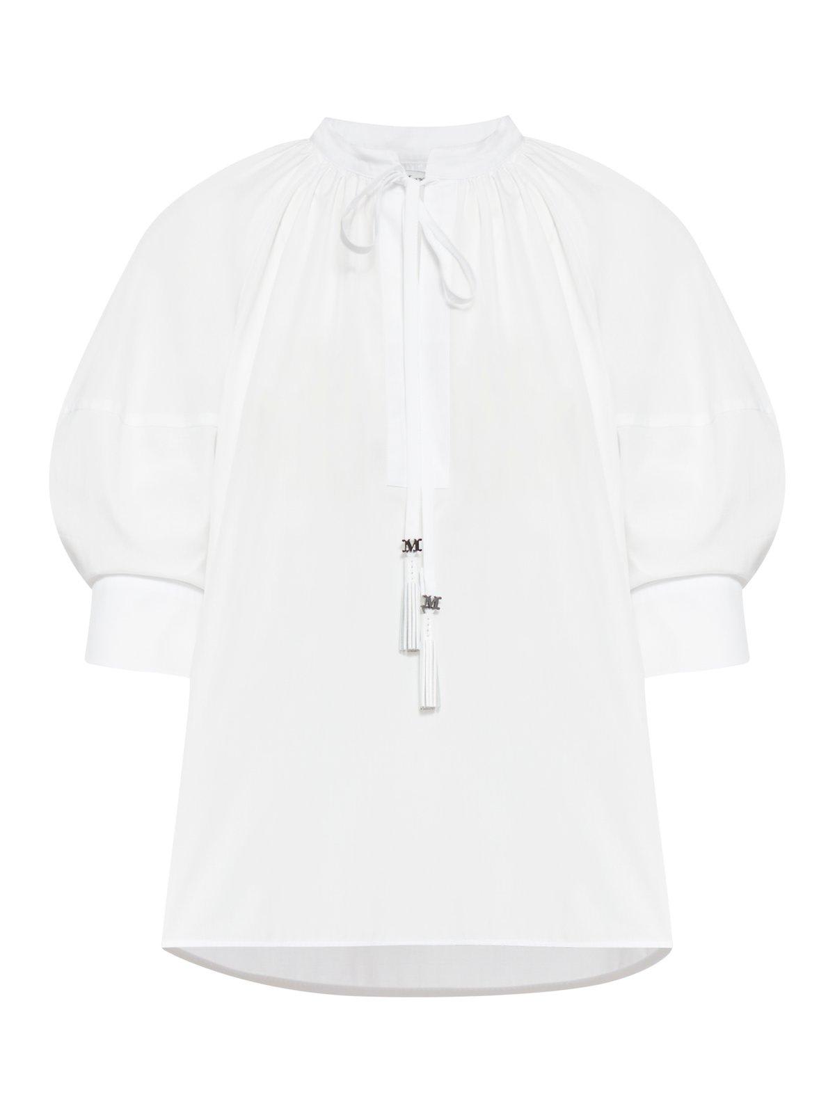 Shop Max Mara Drawstring Long-sleeved Shirt In White