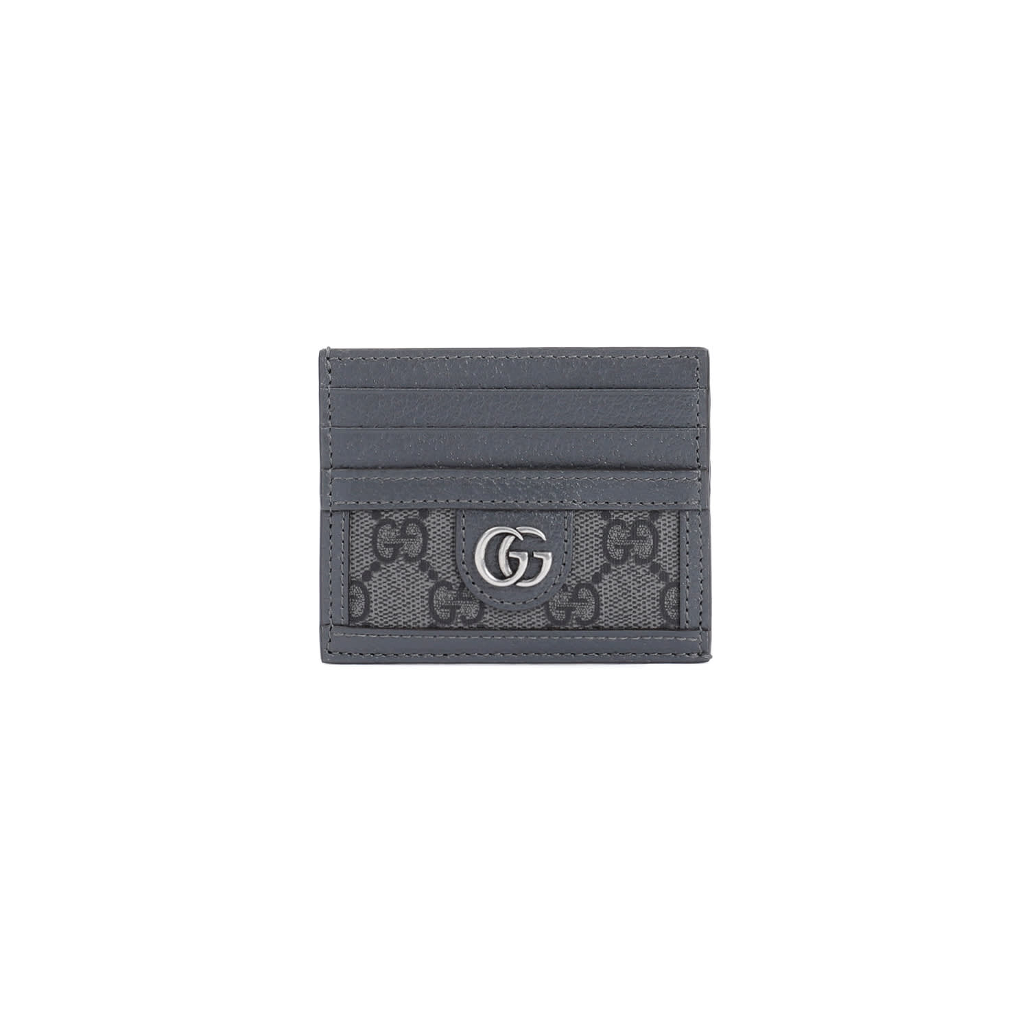 Shop Gucci Gg Supreme Card Case In Grey Black Grap.grey