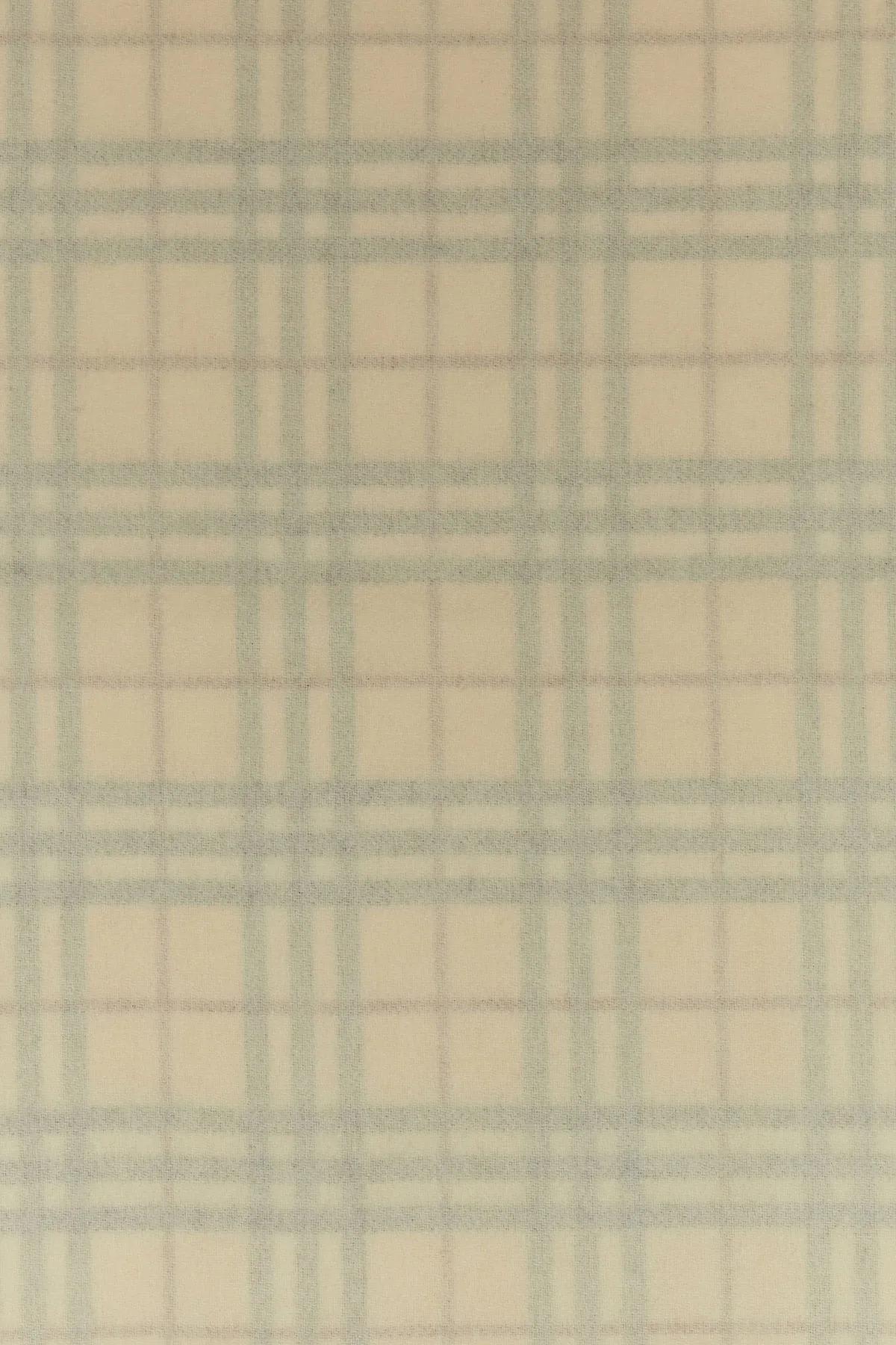 Burberry Cashmere Scarf With Embroidered Checkered Pattern And Fringed Edges