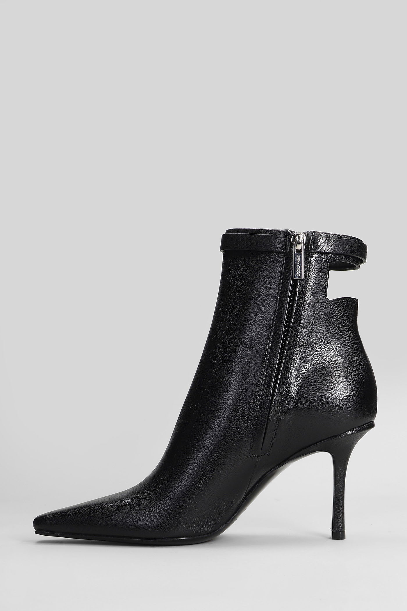 Jimmy Choo Camie Ab 85 High Heels Ankle Boots In Black Leather In Black