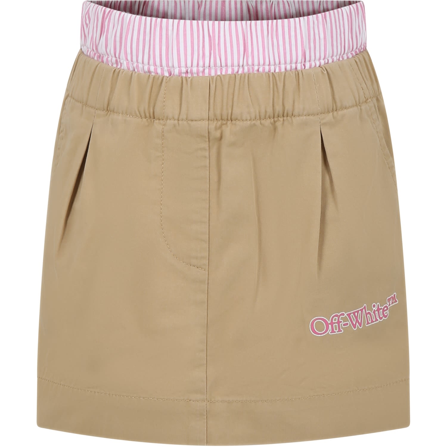 Off-white Kids' Beige Skirt For Girl With Logo