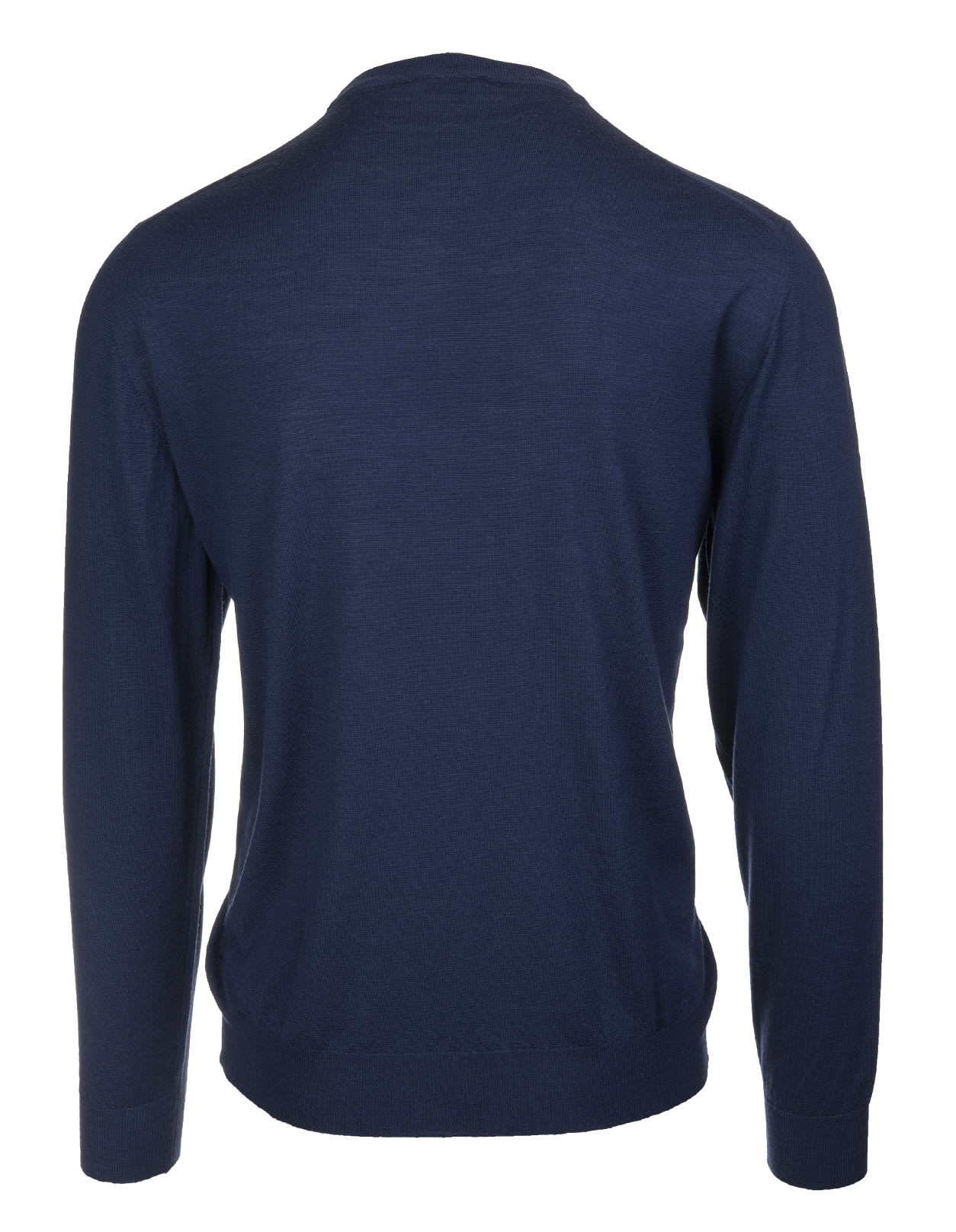 Shop Fedeli Round-neck Pullover In Dark Blue Wool