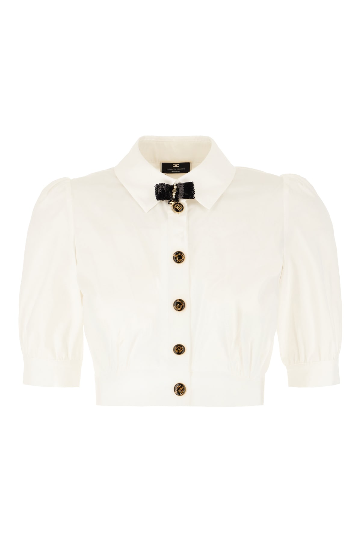 Shop Elisabetta Franchi White Poplin Stretch Shirt In 221