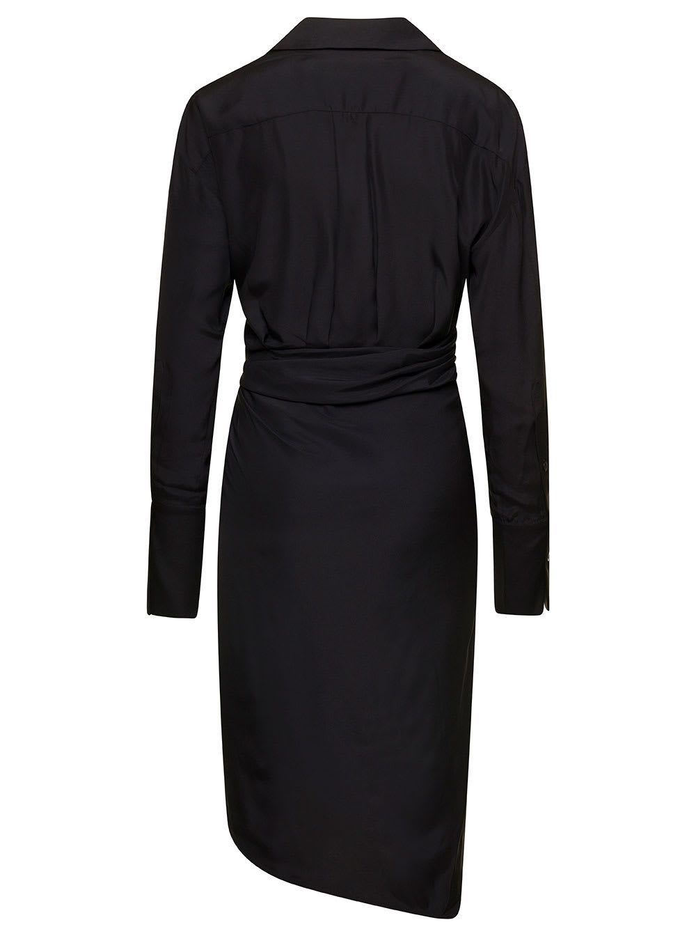 Shop Gauge81 Black Gathered-front Shirt Dress Woman
