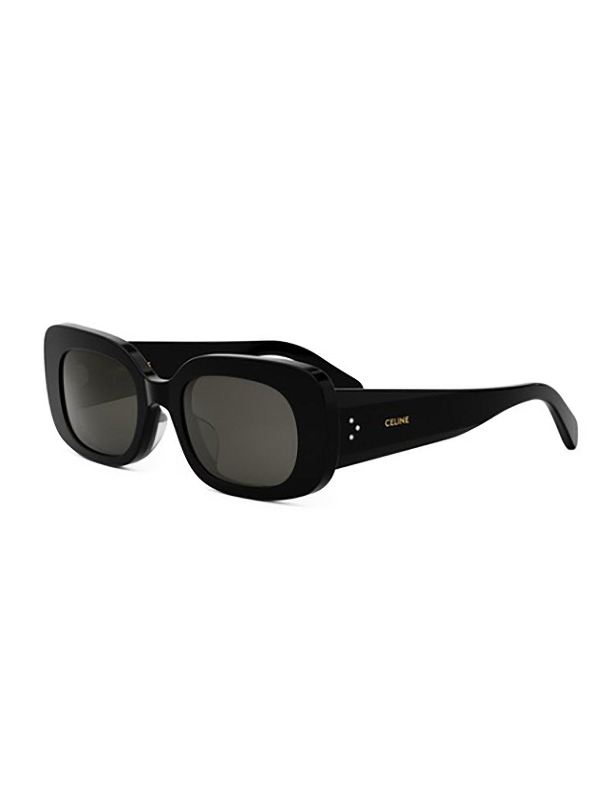 Shop Celine Rectangle Frame Sunglasses In 01a - Black