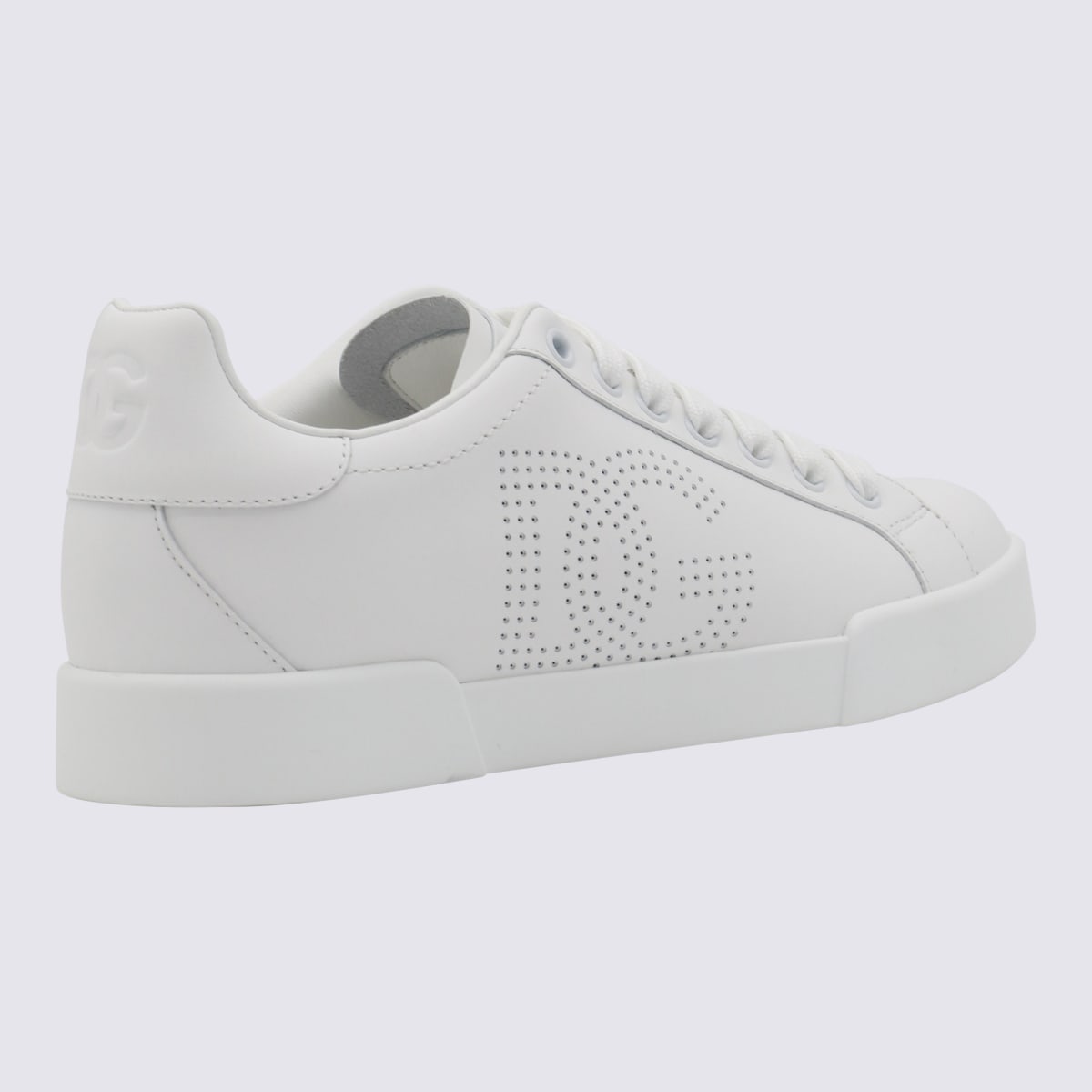 Shop Dolce & Gabbana White Leather Sneakers In White/white