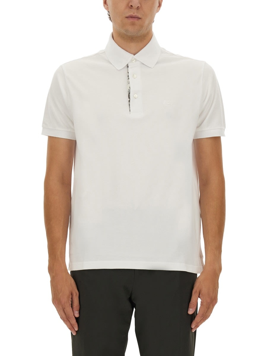 Etro Polo Shirt With Embroidered Pegasus In White