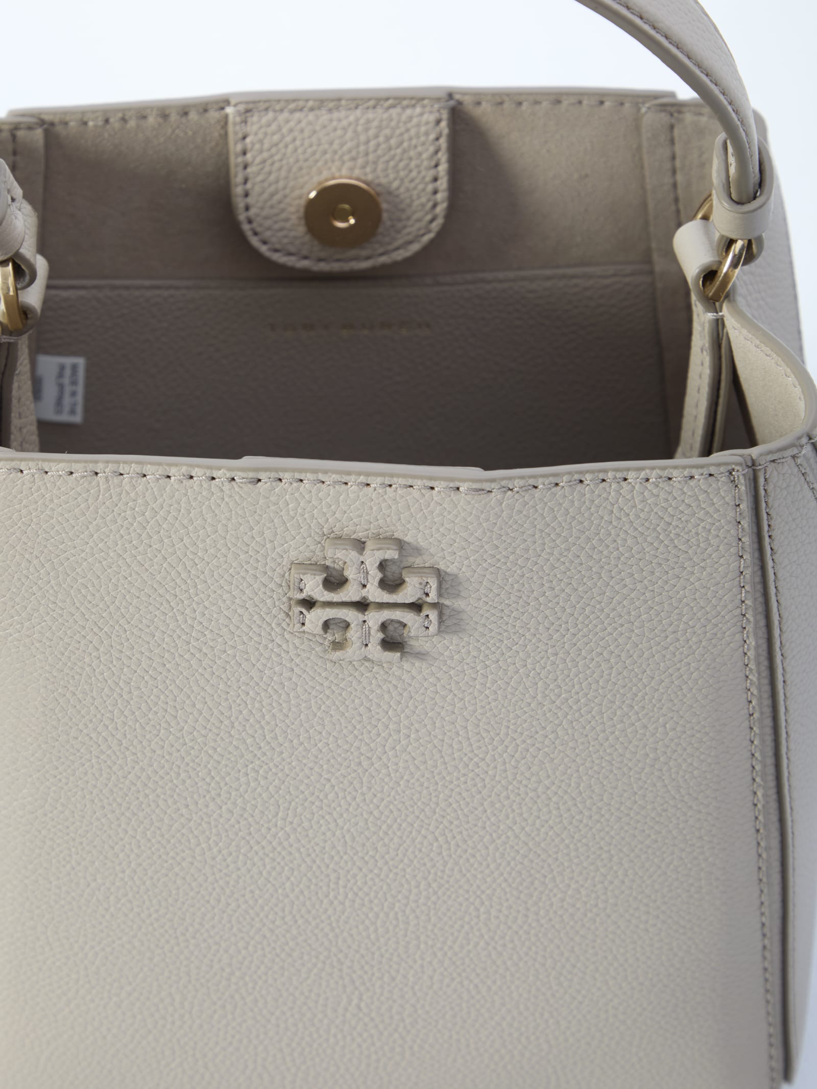 Tory Burch Mcgraw Small Bucket Bag In Beige