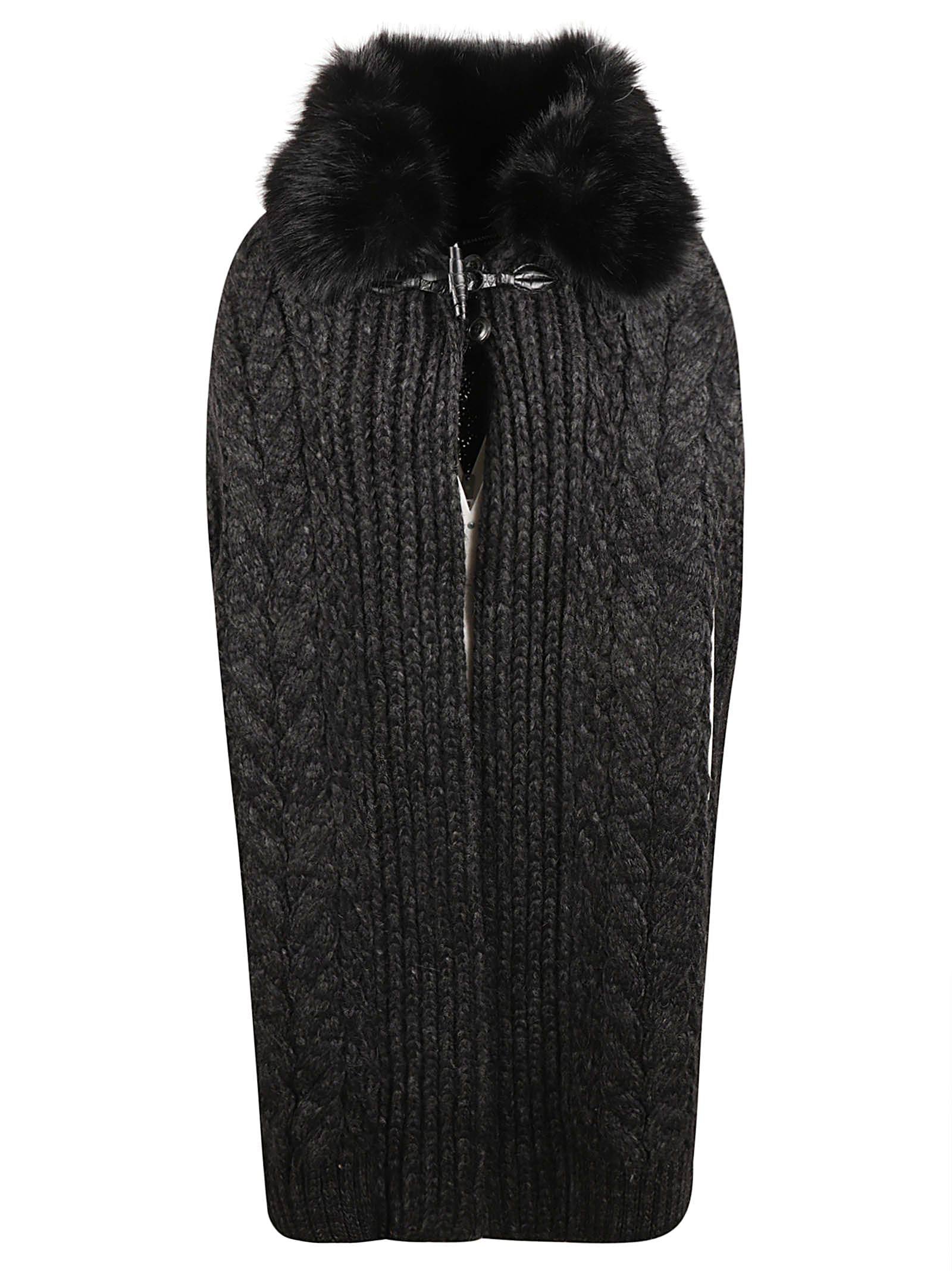 ERMANNO SCERVINO RIBBED FURRED CAPE 