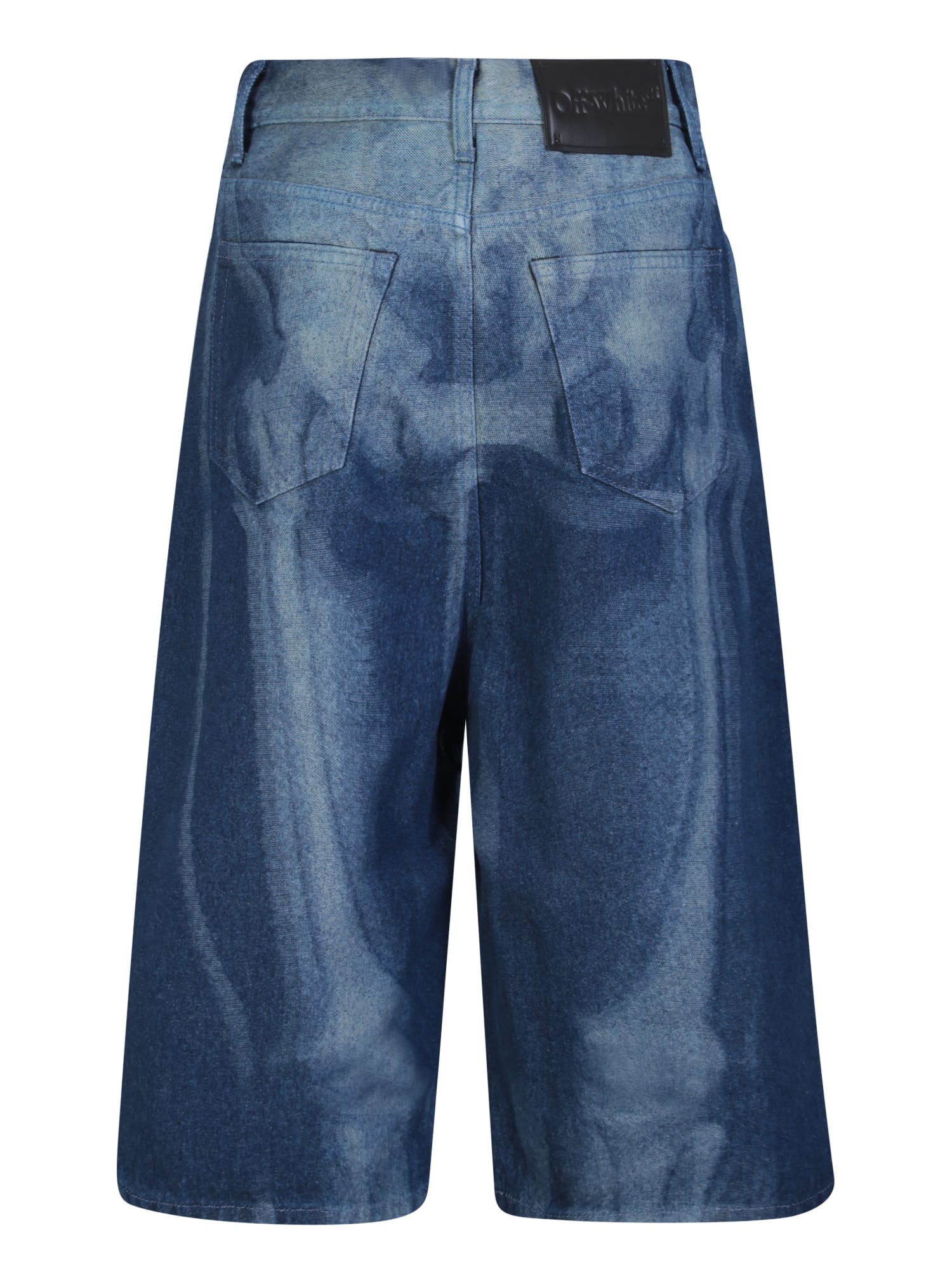Shop Off-white Body Scan Denim Shorts In Blue