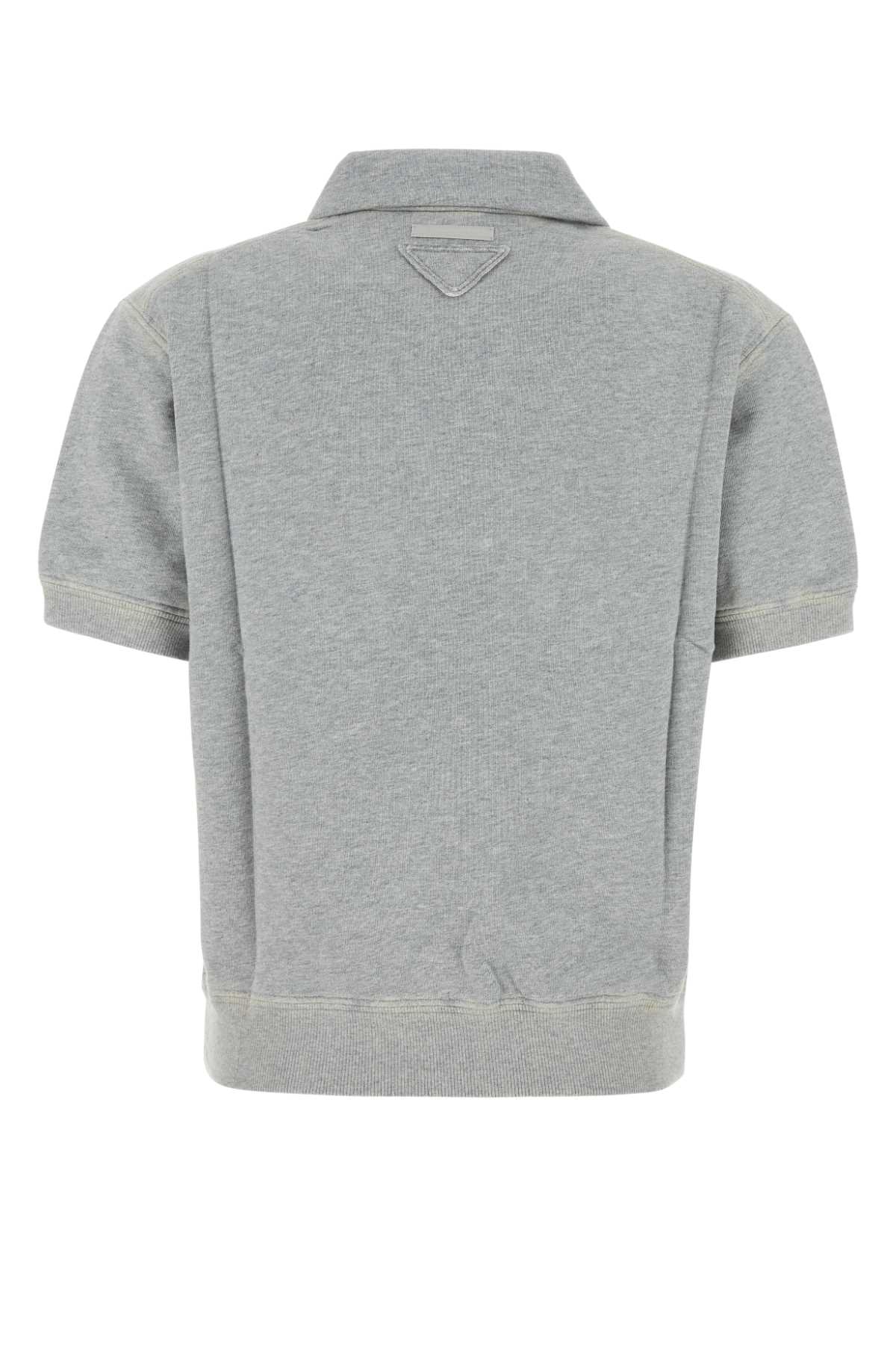 Prada Grey Cotton Polo Shirt In Gray