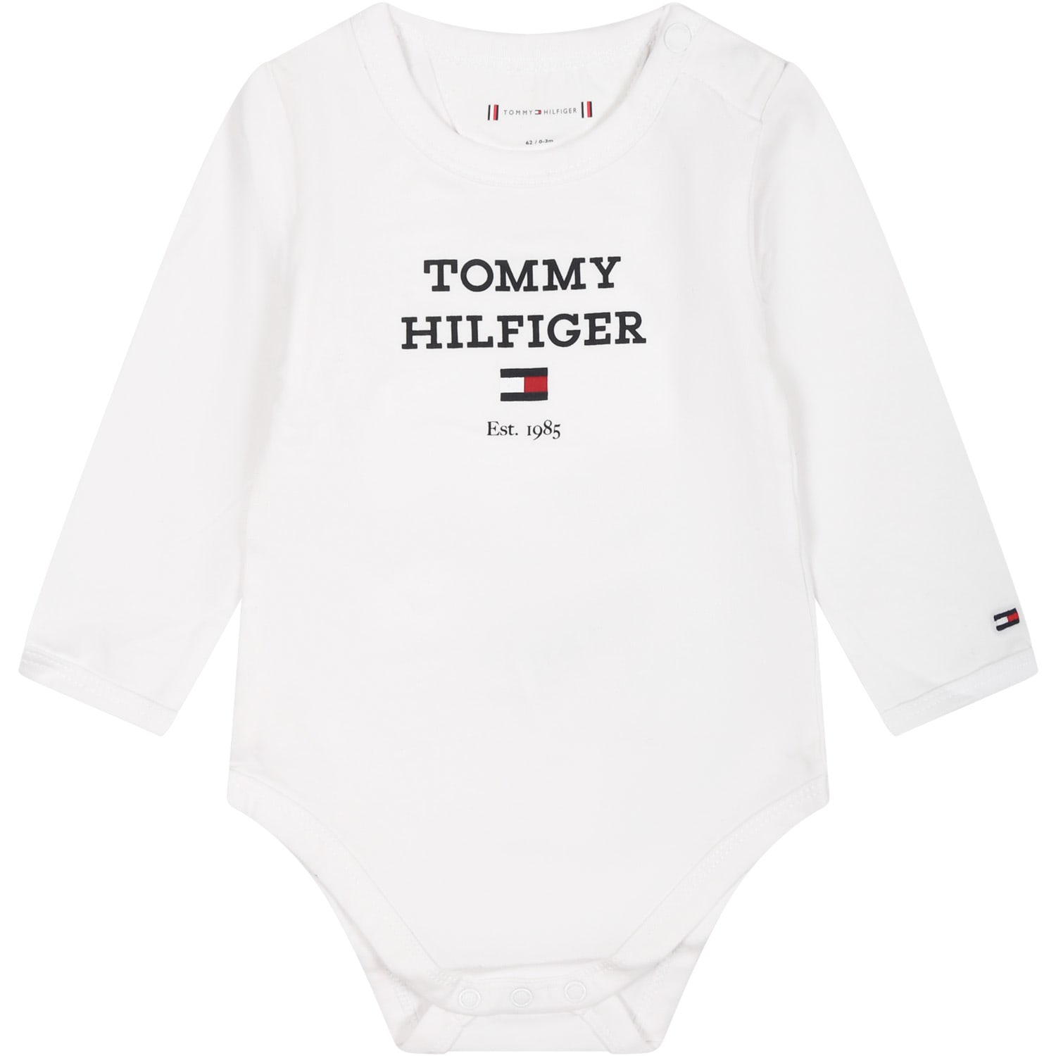 Tommy Hilfiger White Bodysuit For Babies With Logo