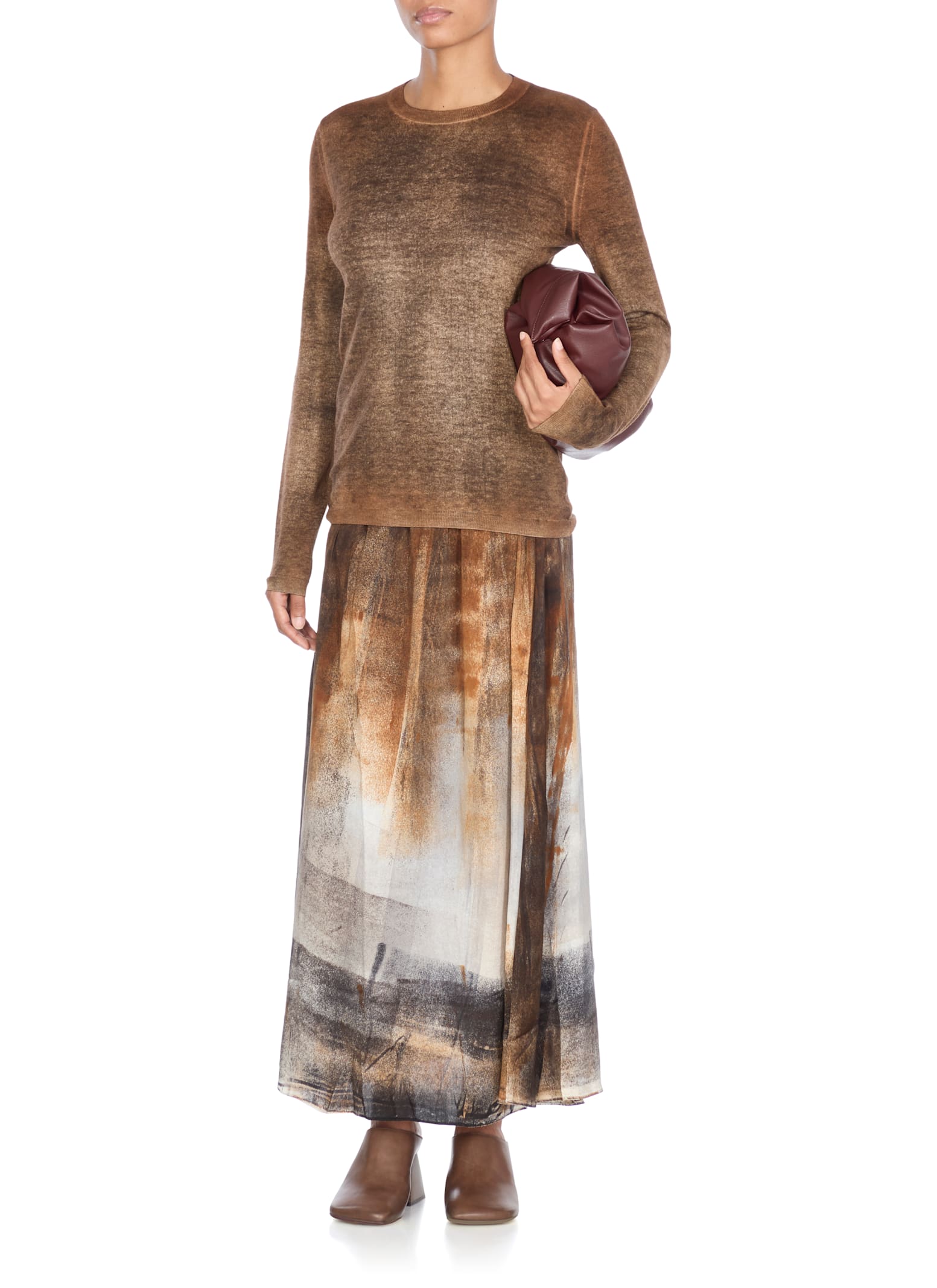 Avant Toi Gradient Textured Cashmere And Wool Sweater In Brown