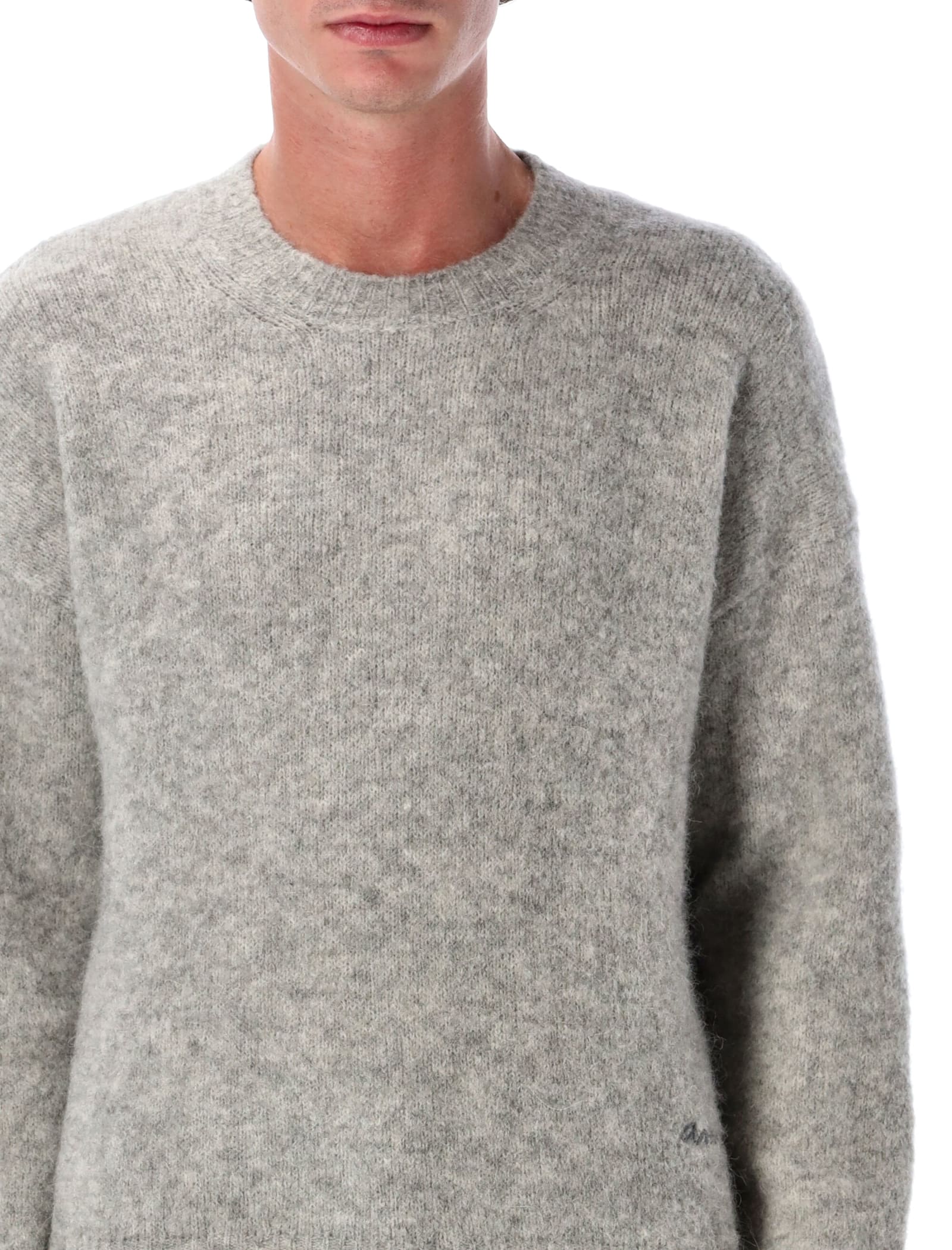 Ami Alexandre Mattiussi Ami Paris Alpaca Blend Crew Neck Sweater In Gray