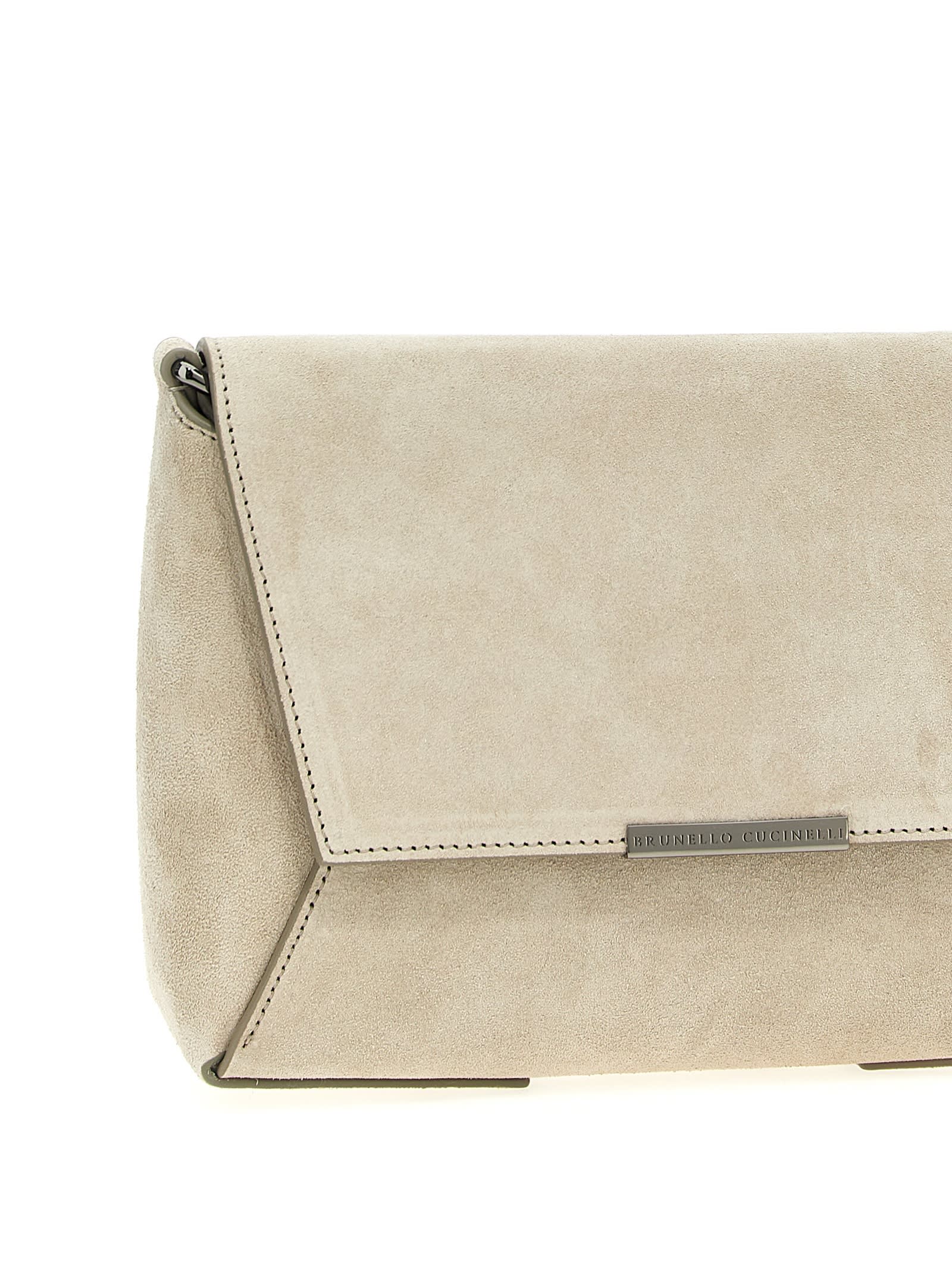 Shop Brunello Cucinelli Envelope Crossbody Bag In Gray