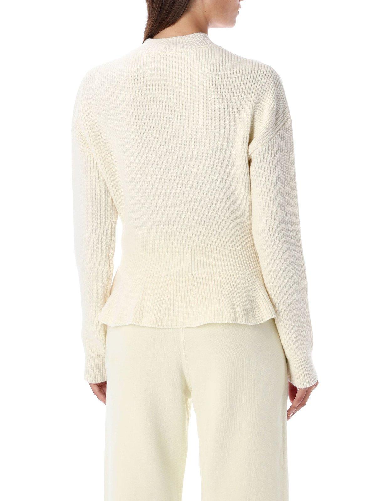 Chloé Knitwear With Dropped Shoulders And Peplum Hem In White