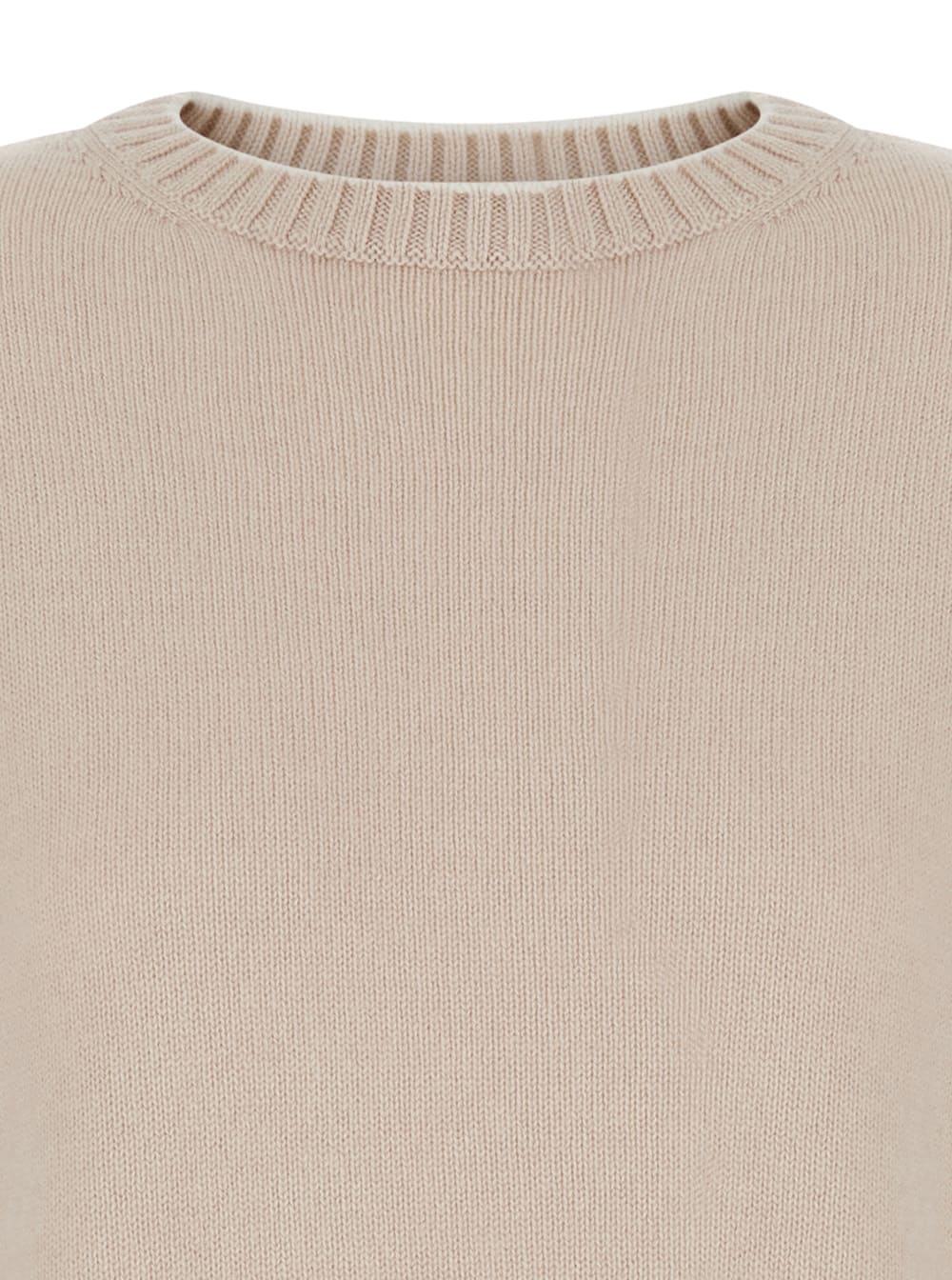 ELEVENTY WHITE CREWNECK SWEATER WITH DROPPED SHOUDLERS IN CASHMERE WOMAN 