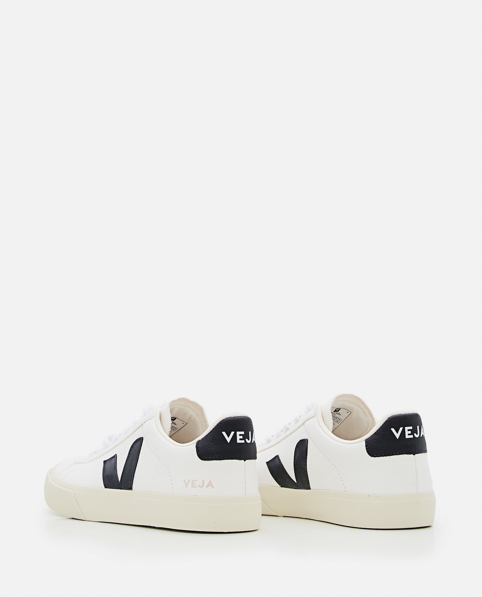 Veja Campo White And Black Low Top Sneakers In Vegan Leather Unisex In Yellow