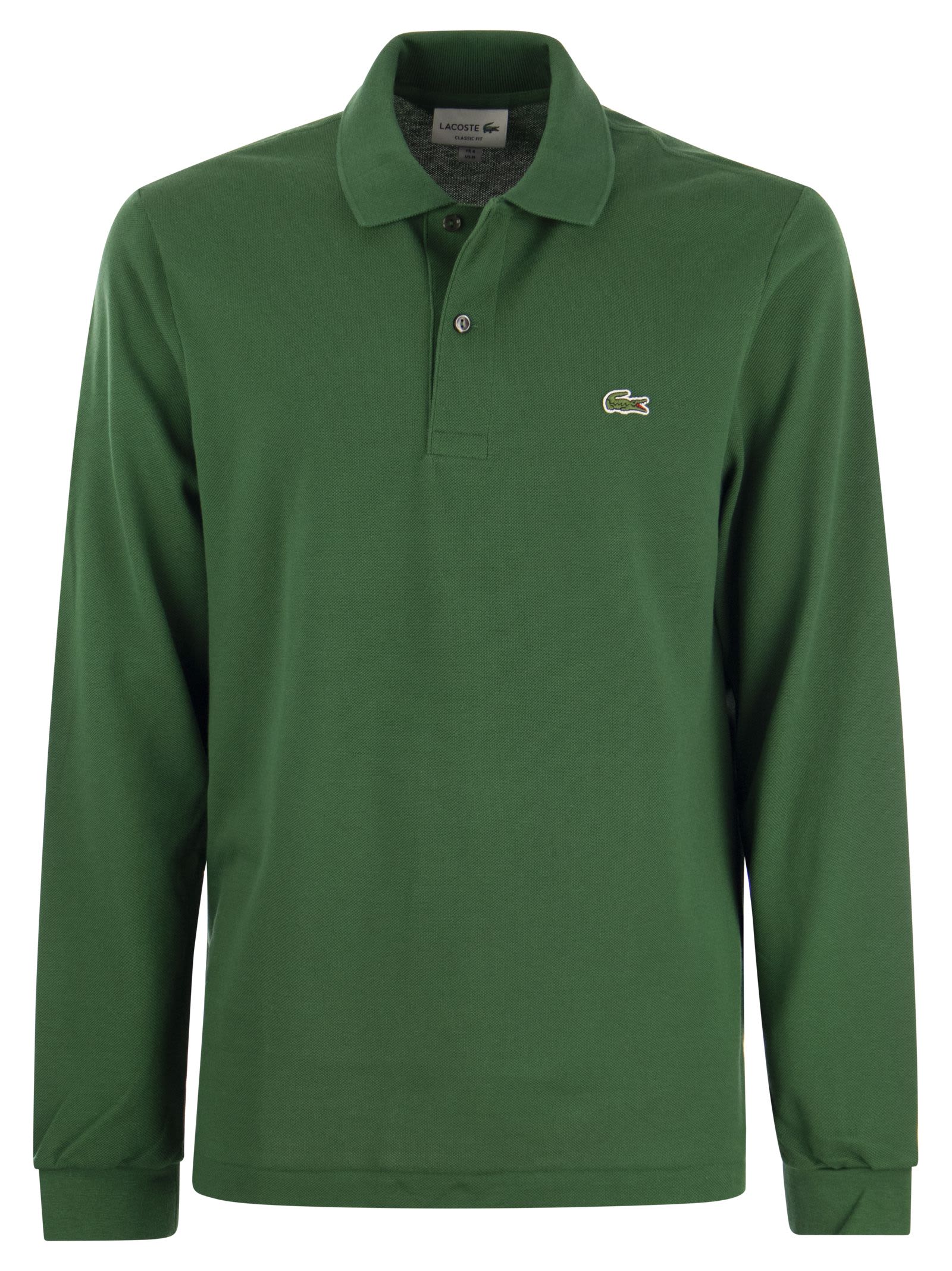 Shop Lacoste Long-sleeved Cotton Polo Shirt