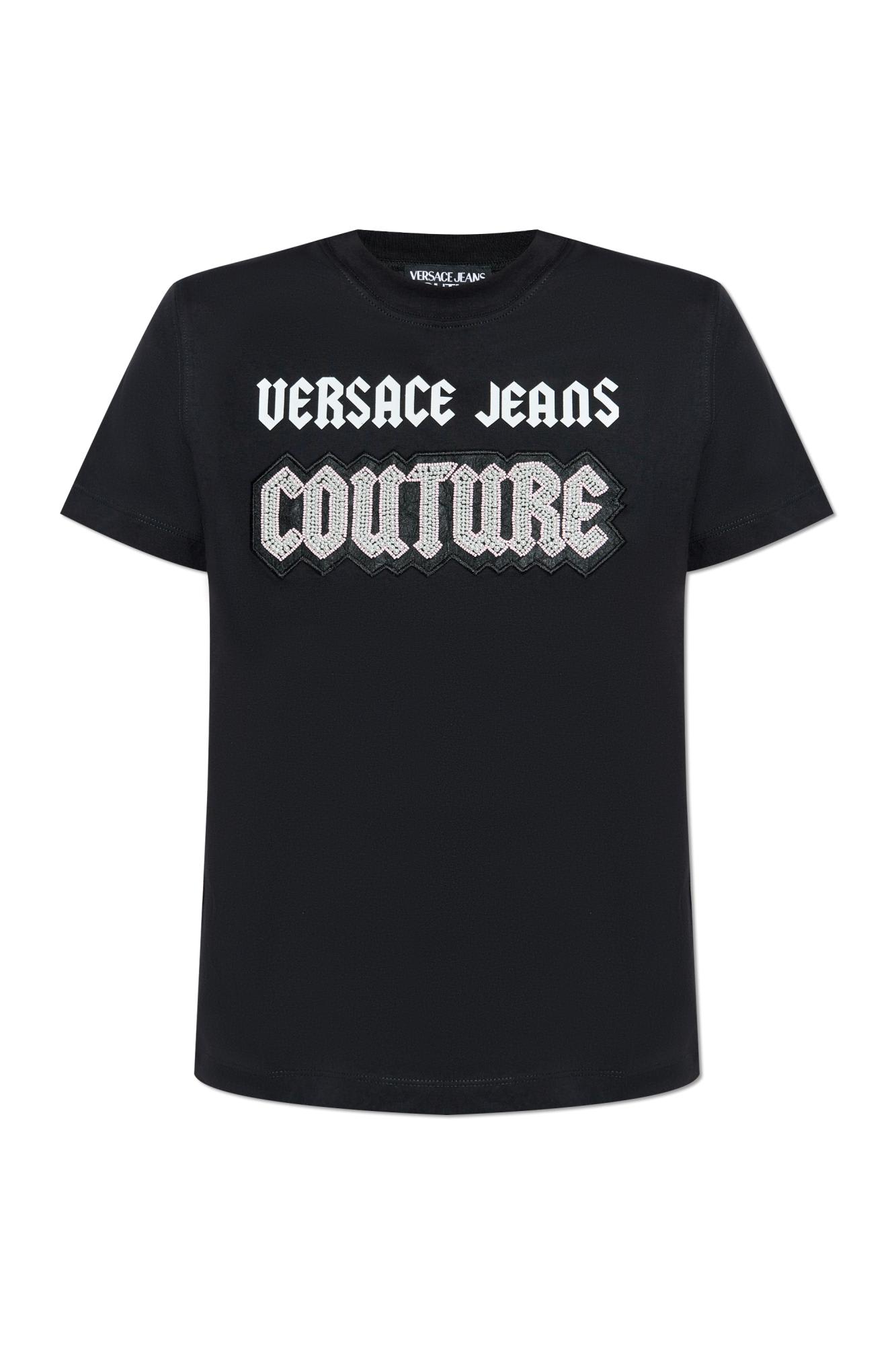 Shop Versace Jeans Couture T-shirt With Logo In Black