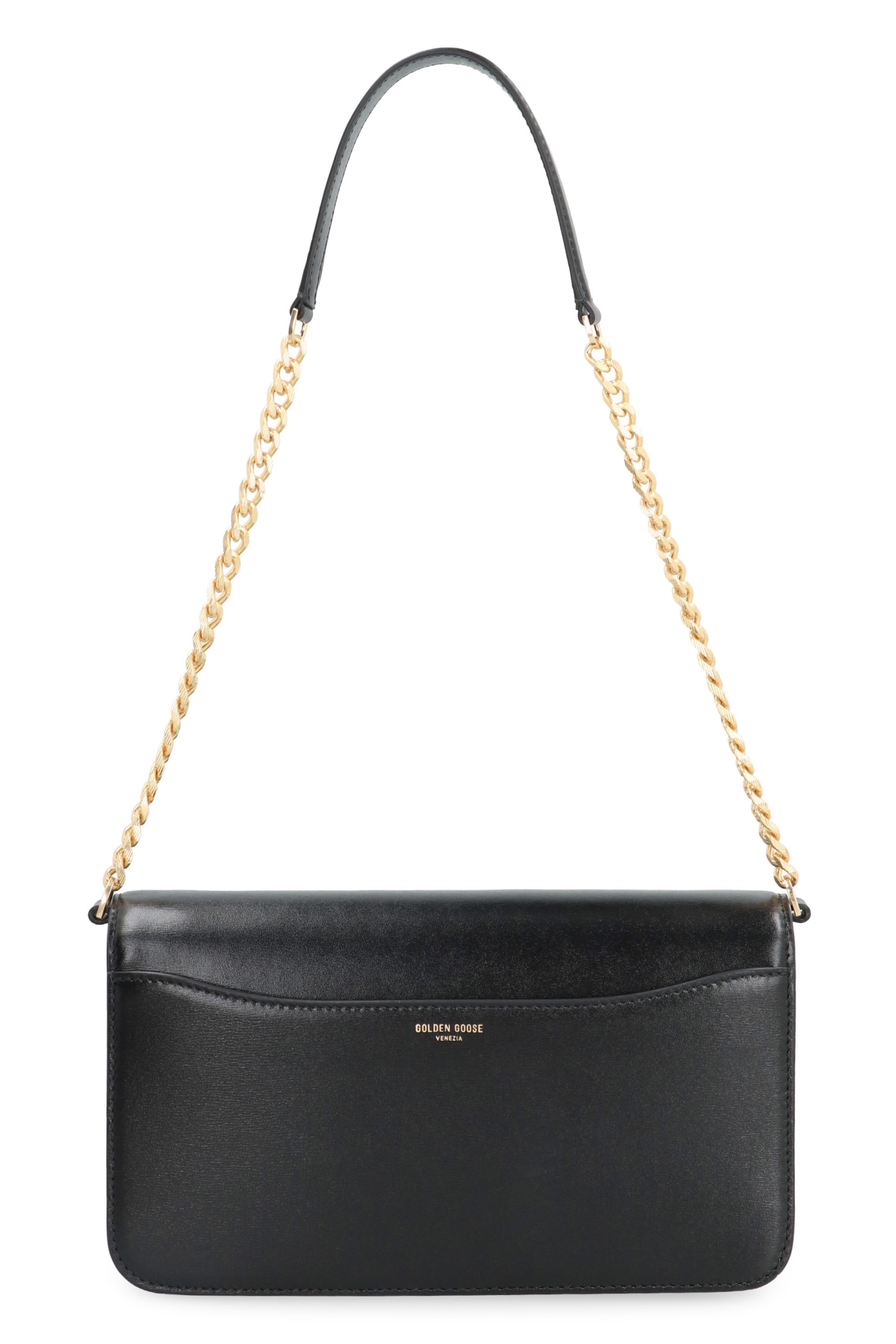 Shop Golden Goose Gioia Leather Shoulder Bag In Black