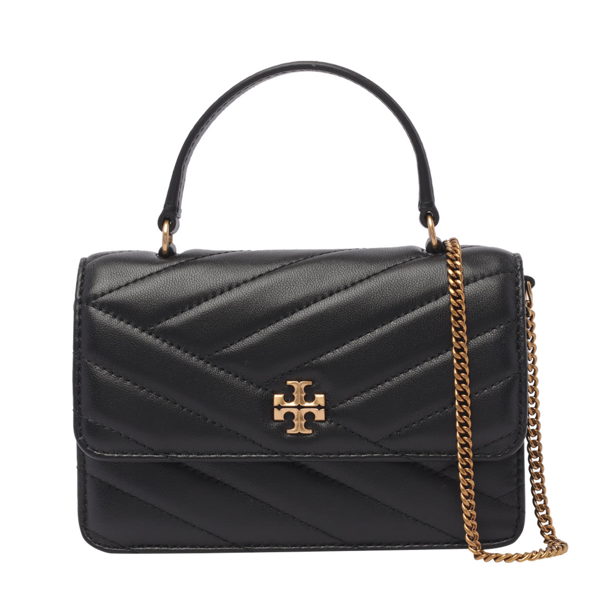 Shop Tory Burch Mini Kira Chevron Handbag In Black