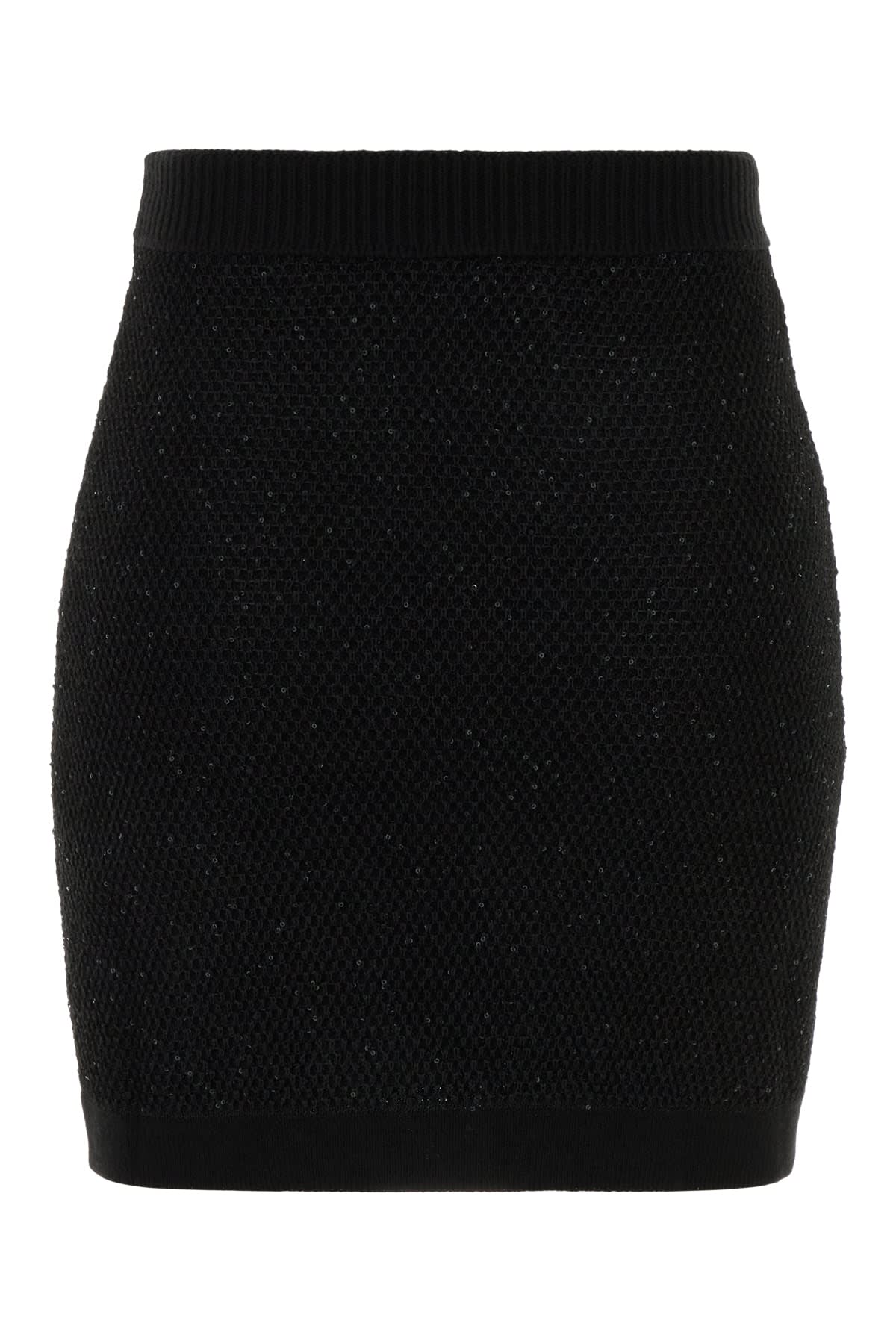Elisabetta Franchi Gonna In Maglia Con Paillettes Nera In Black