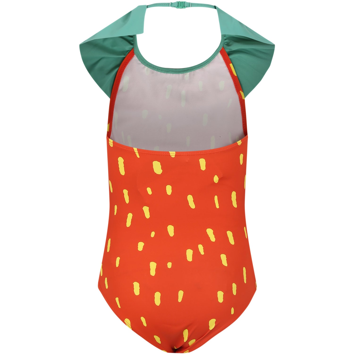 Shop Stella Mccartney Red One-piece Swimsuit For Girl With All-over Print