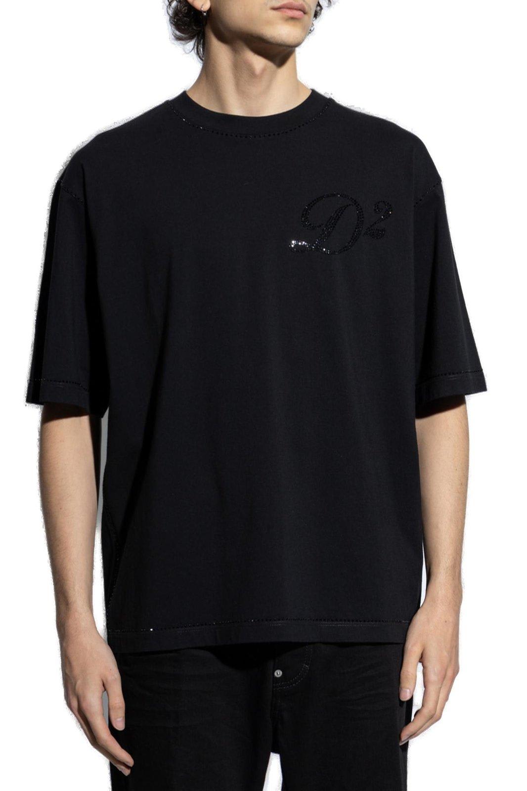 DSQUARED2 DSQUARED2 T-SHIRT WITH SHIMMERING CRYSTALS