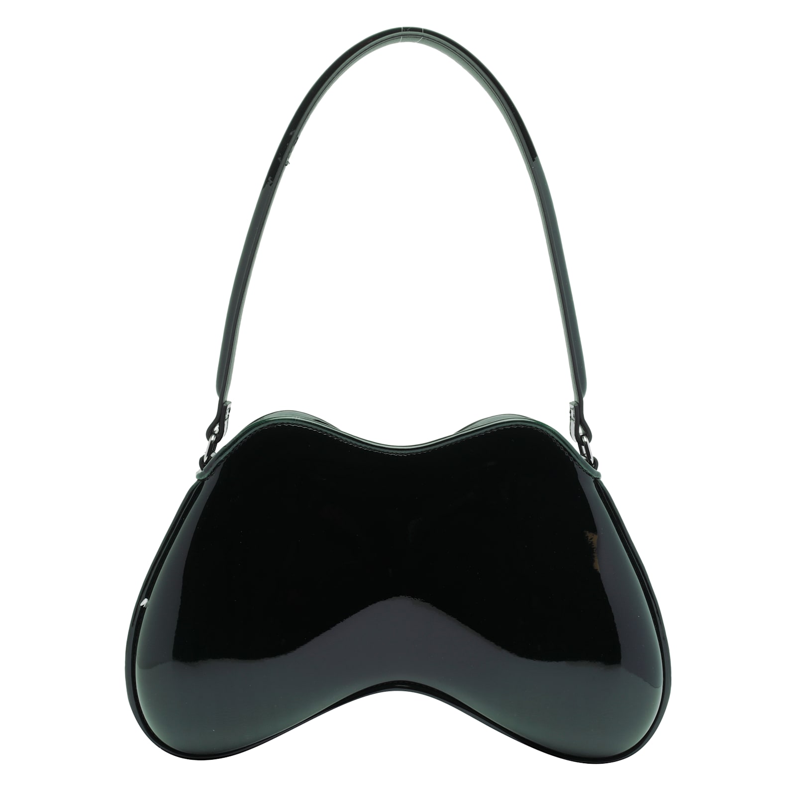 Diesel Double-d Bag In Black Patent Leather In Green