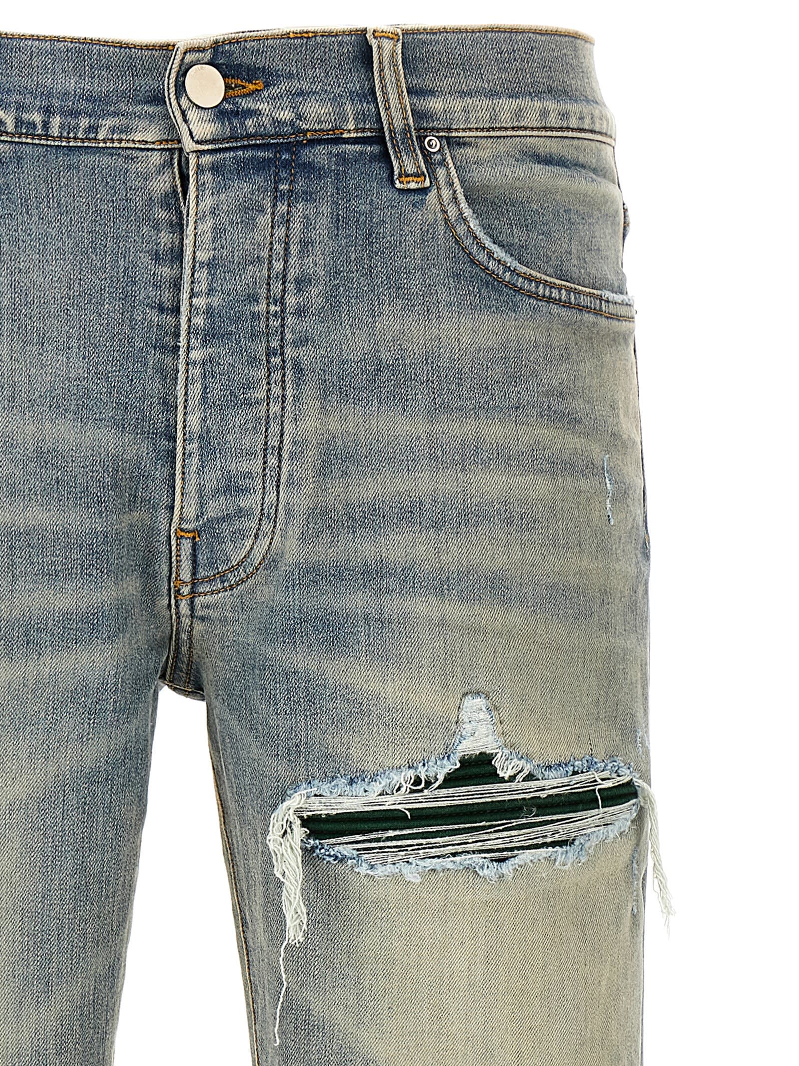 Amiri Mx1 Skinny-fit Panelled Distressed Jeans