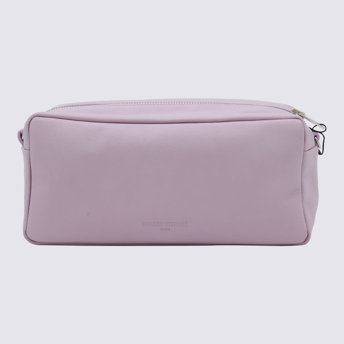 Shop Maison Kitsuné Leather Shoulder Bag In Purple