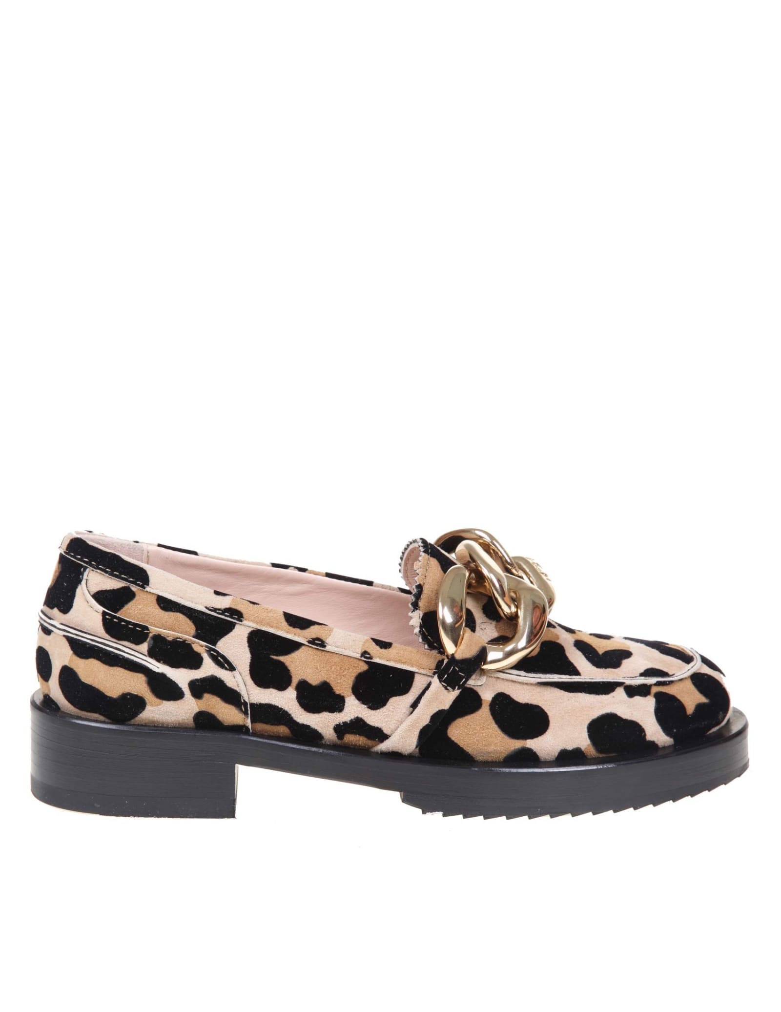 N.21 Animalier Suede Moccasin With Oversized Chain