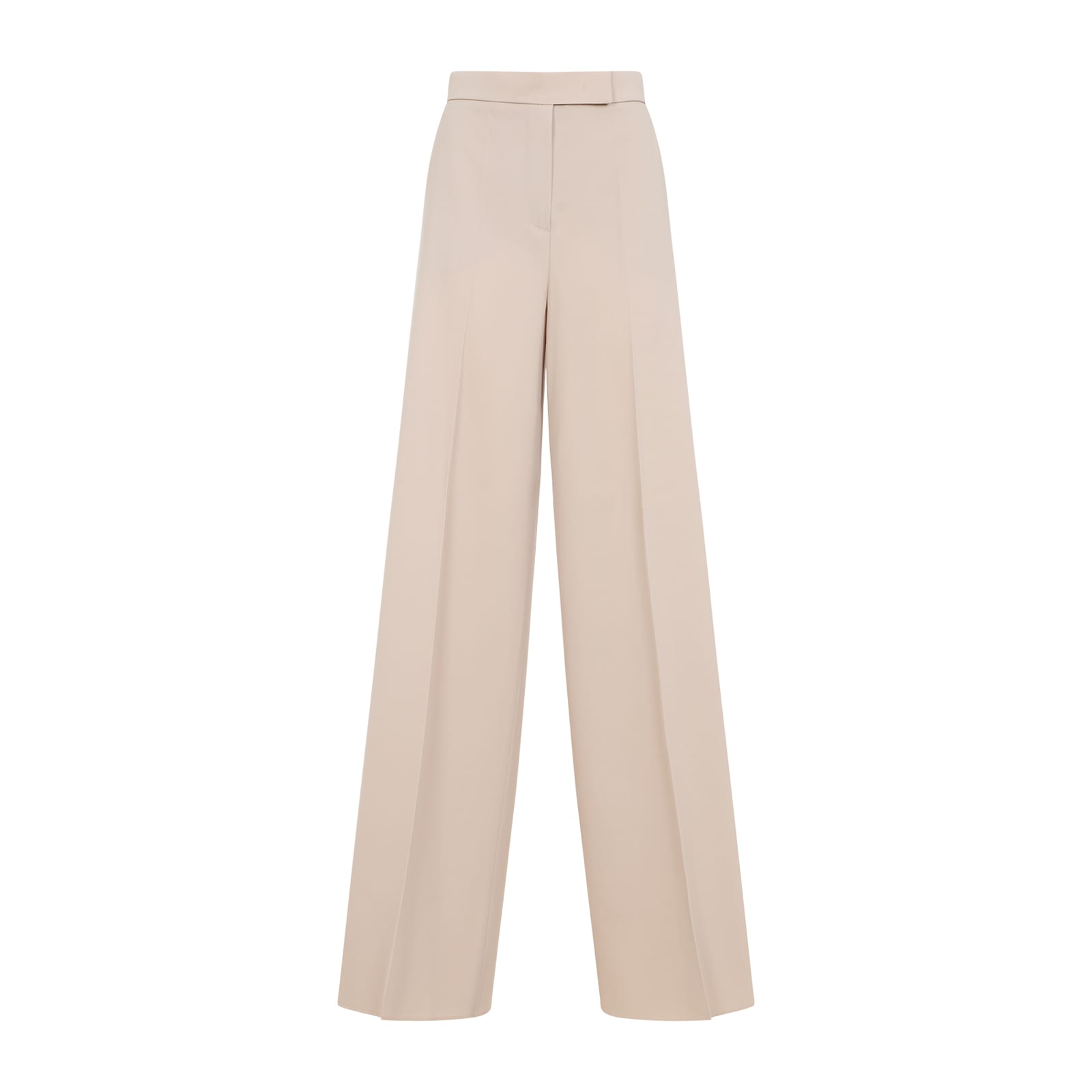Max Mara High-waisted Wide-leg Trousers With Sharp Pleats In Albino