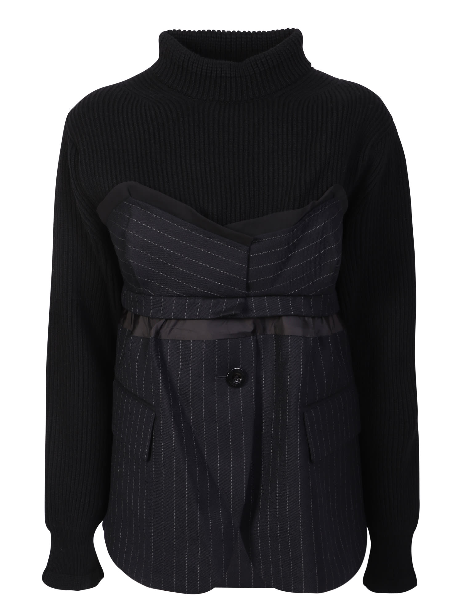 Sacai Jumper Embellished With Blazer At The Bottom
