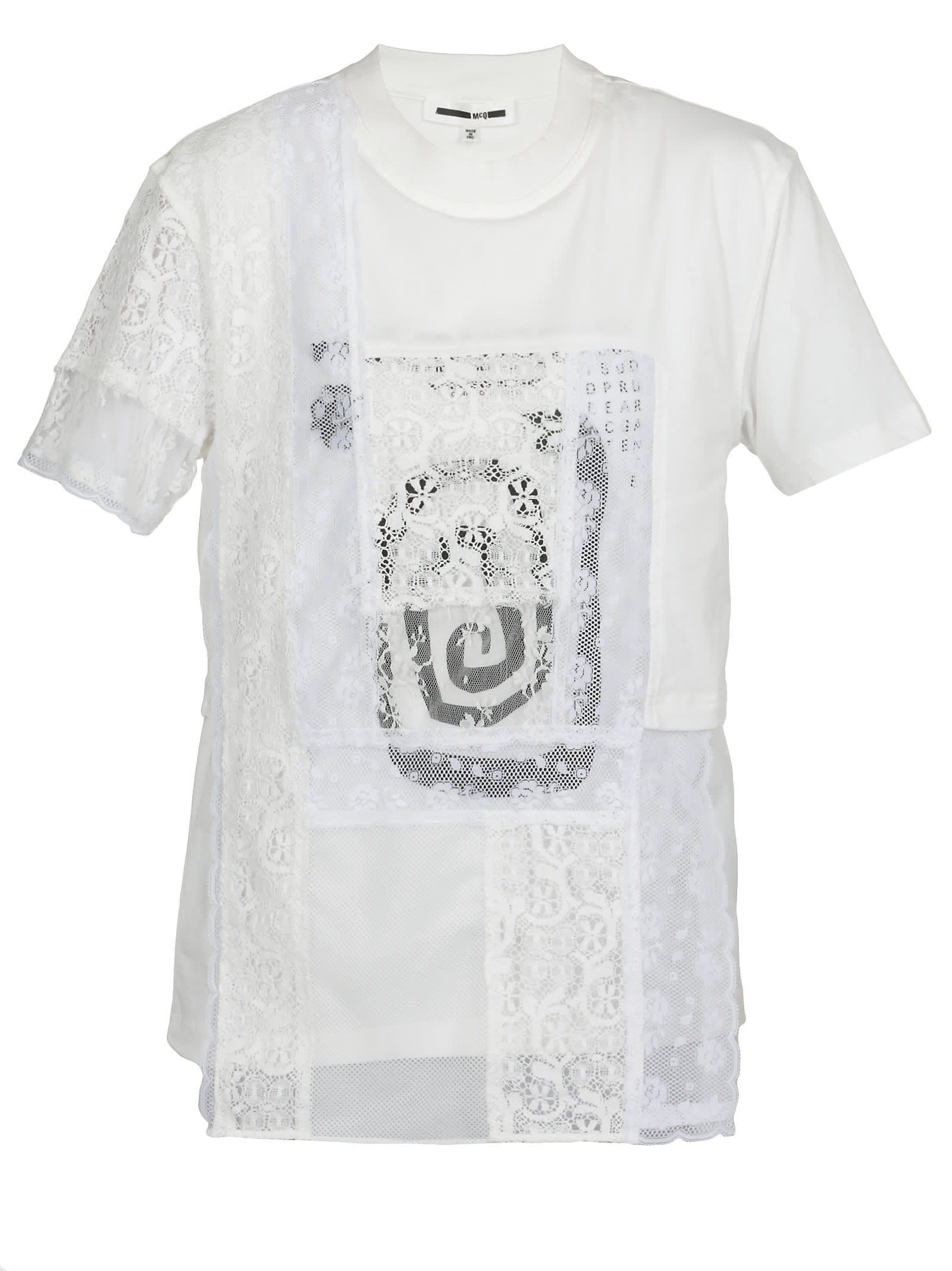 Mcq By Alexander Mcqueen Lace T-shirt In White/cream