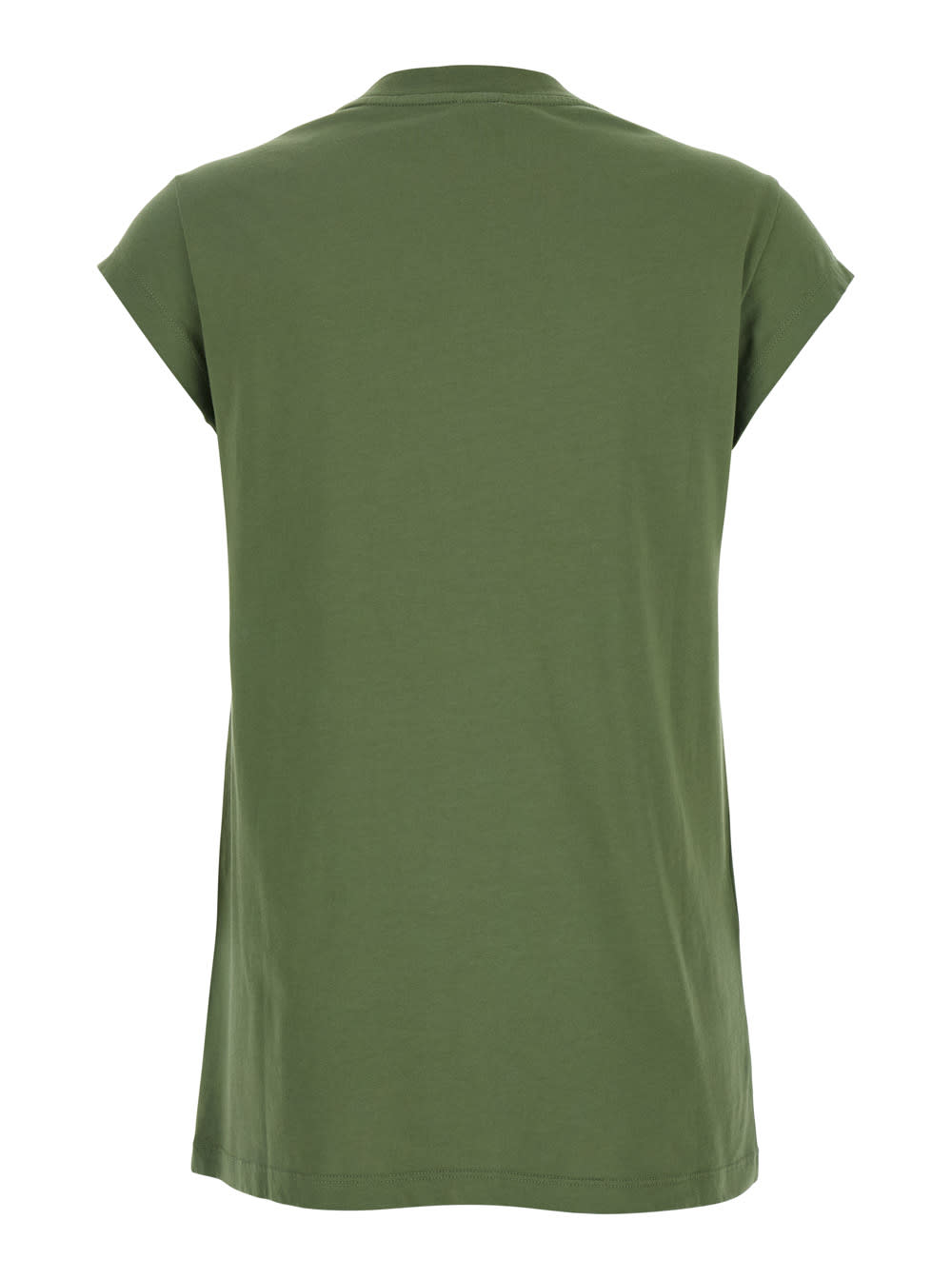 Pinko Green T-shirt With Graphic Print On The Front In Cotton Woman In Green
