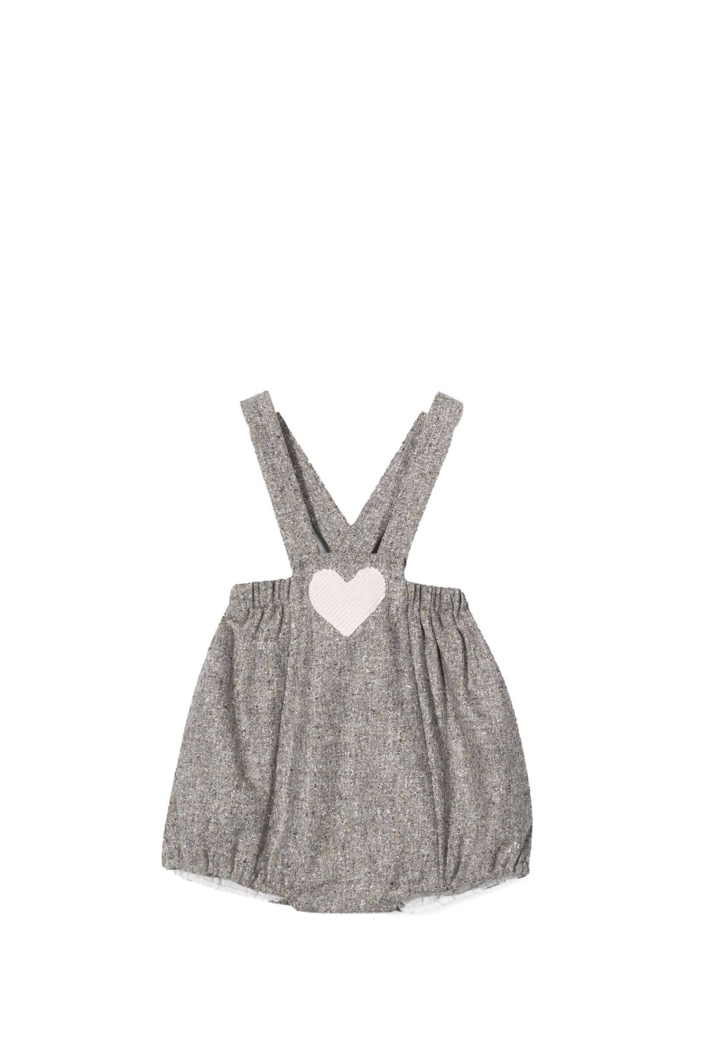 La Stupenderia Babies' Wool And Silk Dungarees In Grey