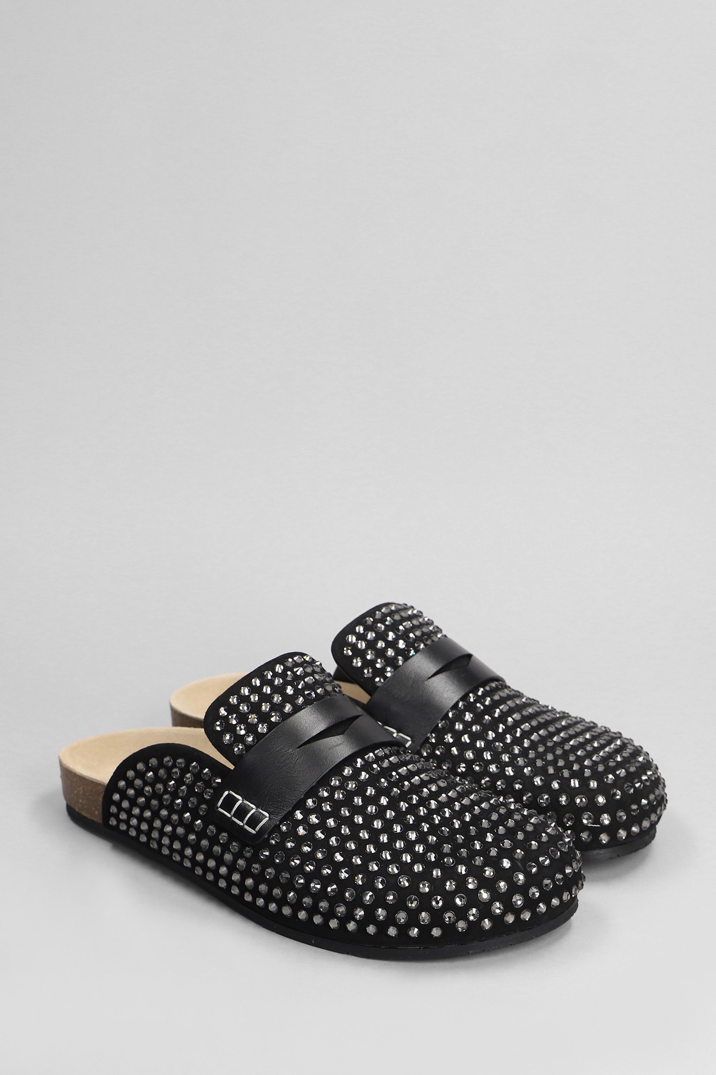 Shop Jw Anderson Loafer Crystal Slipper-mule In Black Suede