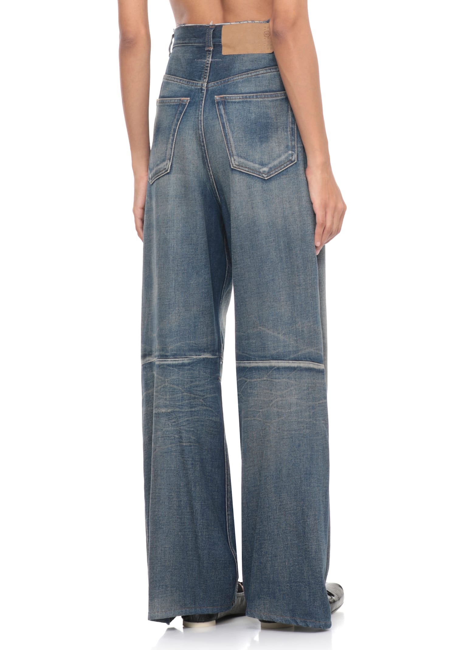 Mm6 Maison Margiela Cotton Palazzo Jeans In Blue