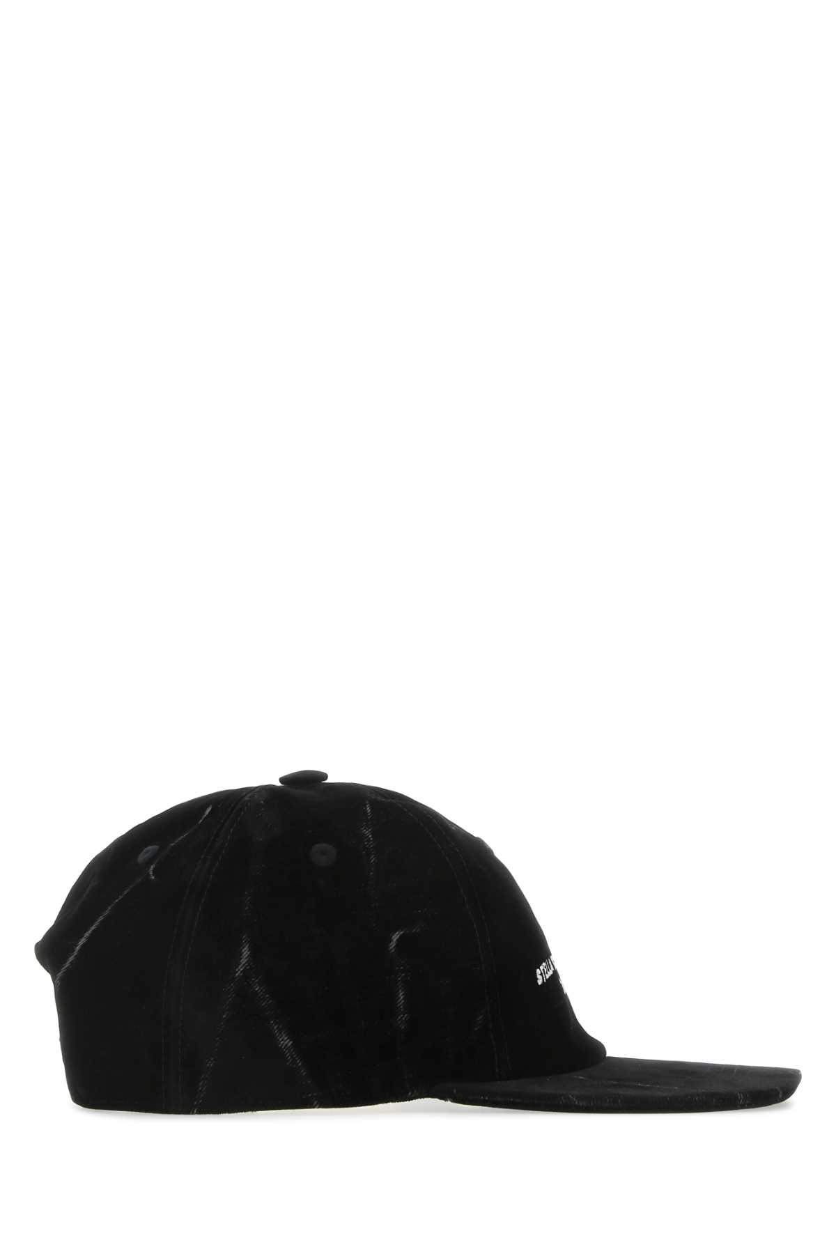 Stella Mccartney Black Velvet Baseball Cap In 1000