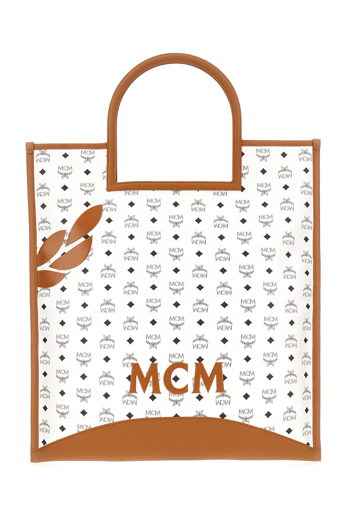 Shop Mcm Printed Canvas Shopping Bag In Wt