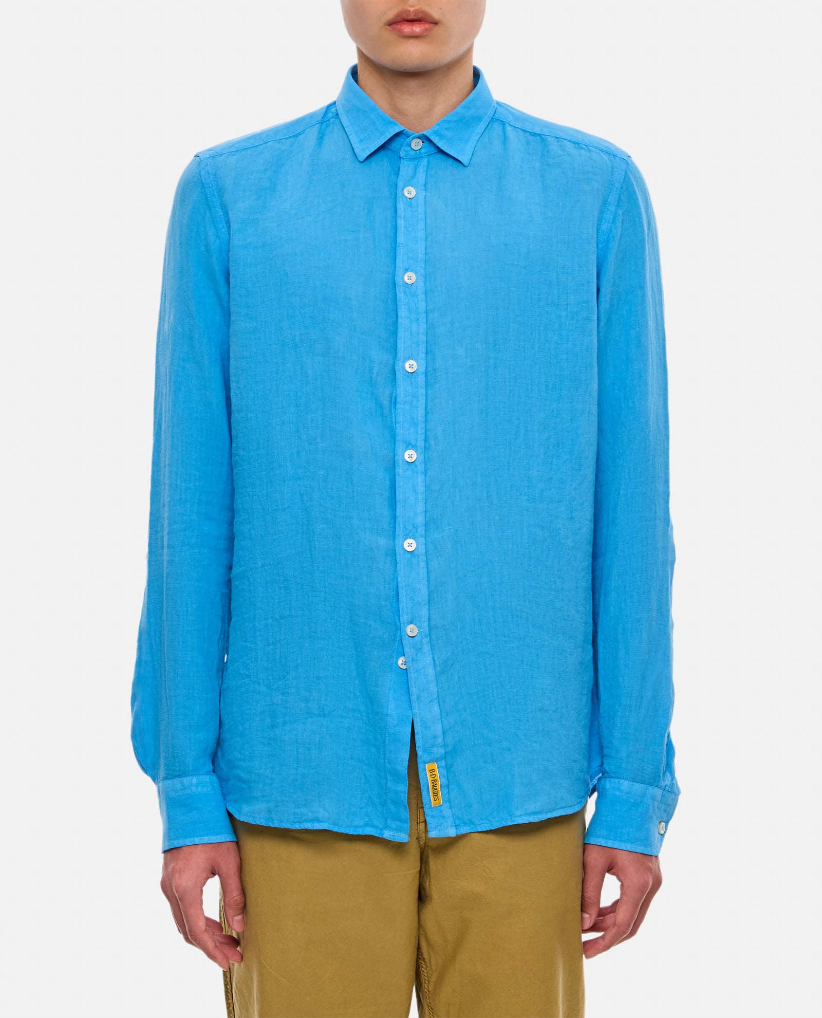 Shop Bd Baggies Linen Shirt In Clear Blue