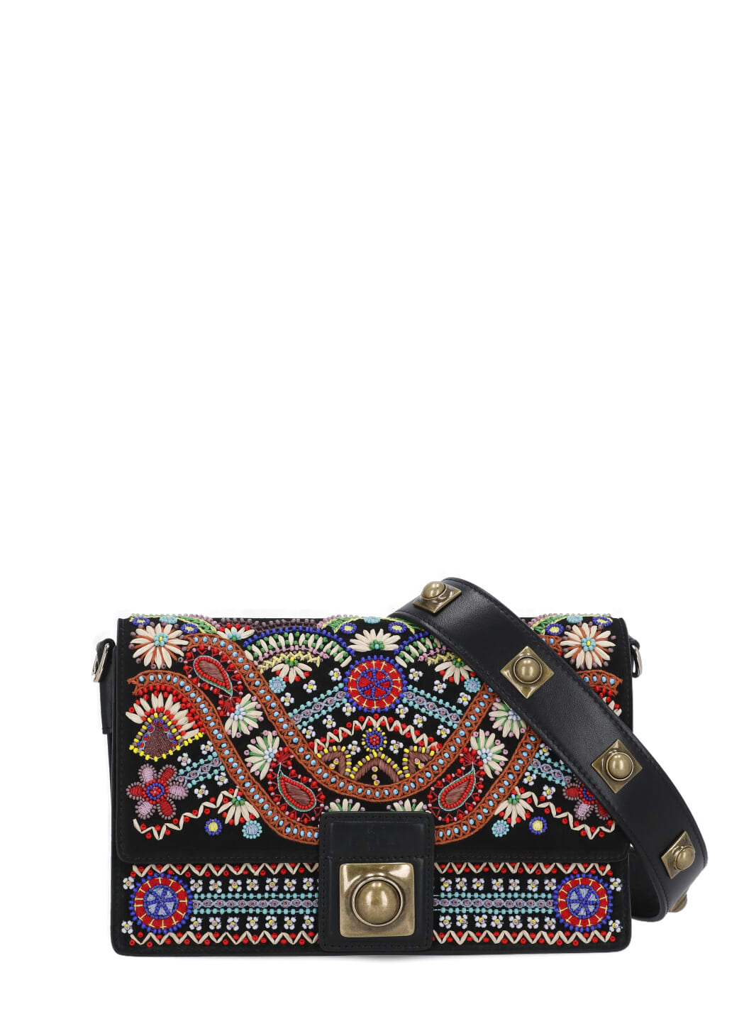Etro Suede Leather Shoulder Bag With Embroidery