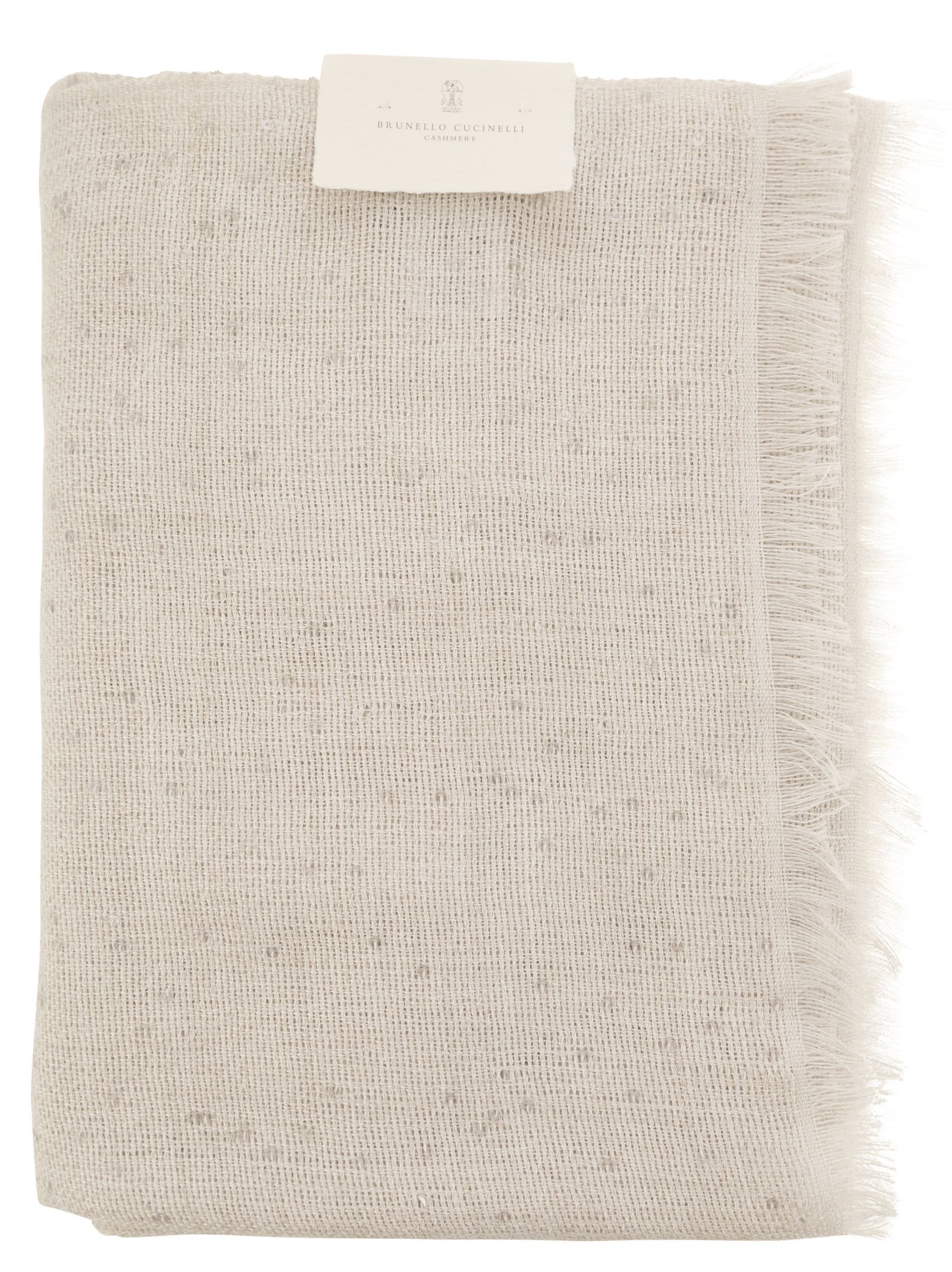 Shop Brunello Cucinelli Diamond Cashmere And Silk Scarf In Pearl