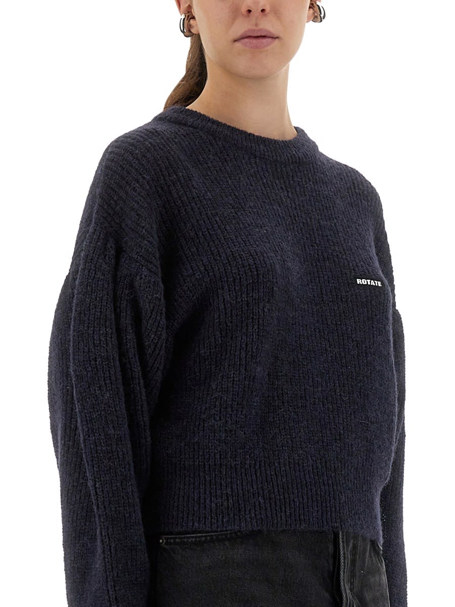 Rotate Birger Christensen Rotate Birgerchristensen Wool Puff Sweater In Black
