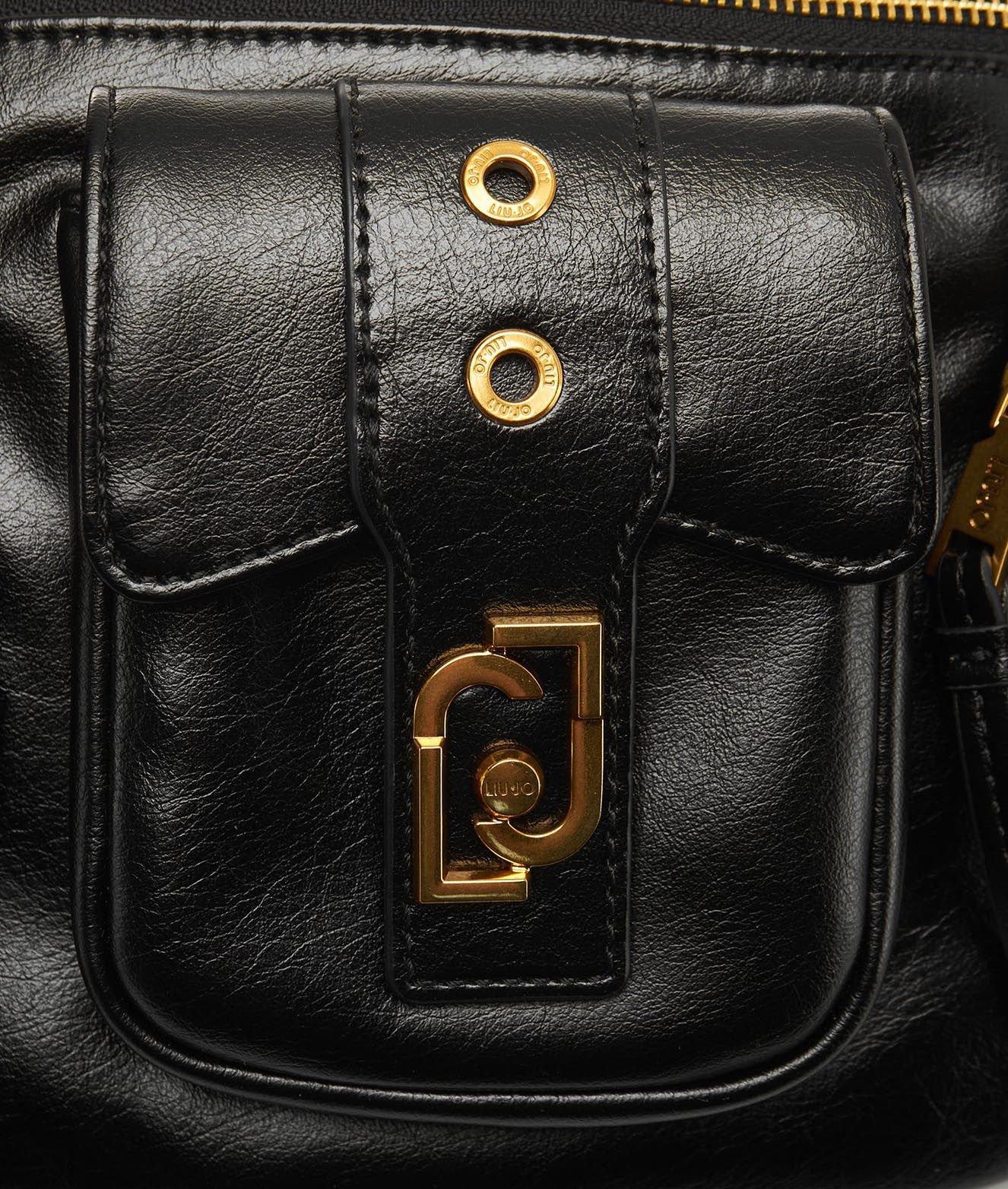 Shop Liu •jo Logo-lettering Zipped Belt Bag In Nero