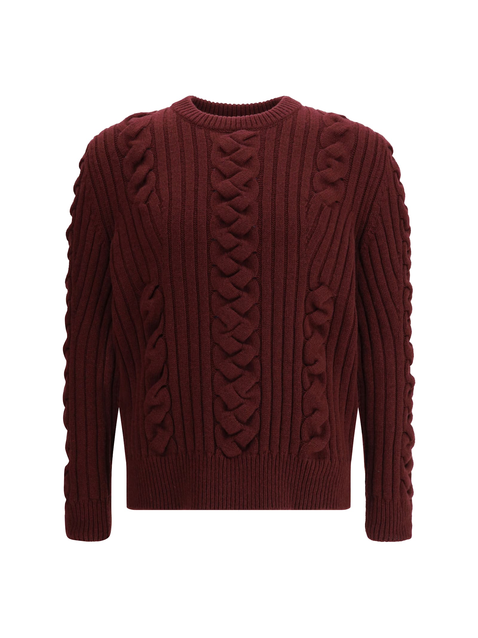 Alexander Mcqueen Mixed Wool Sweater In Burgundy