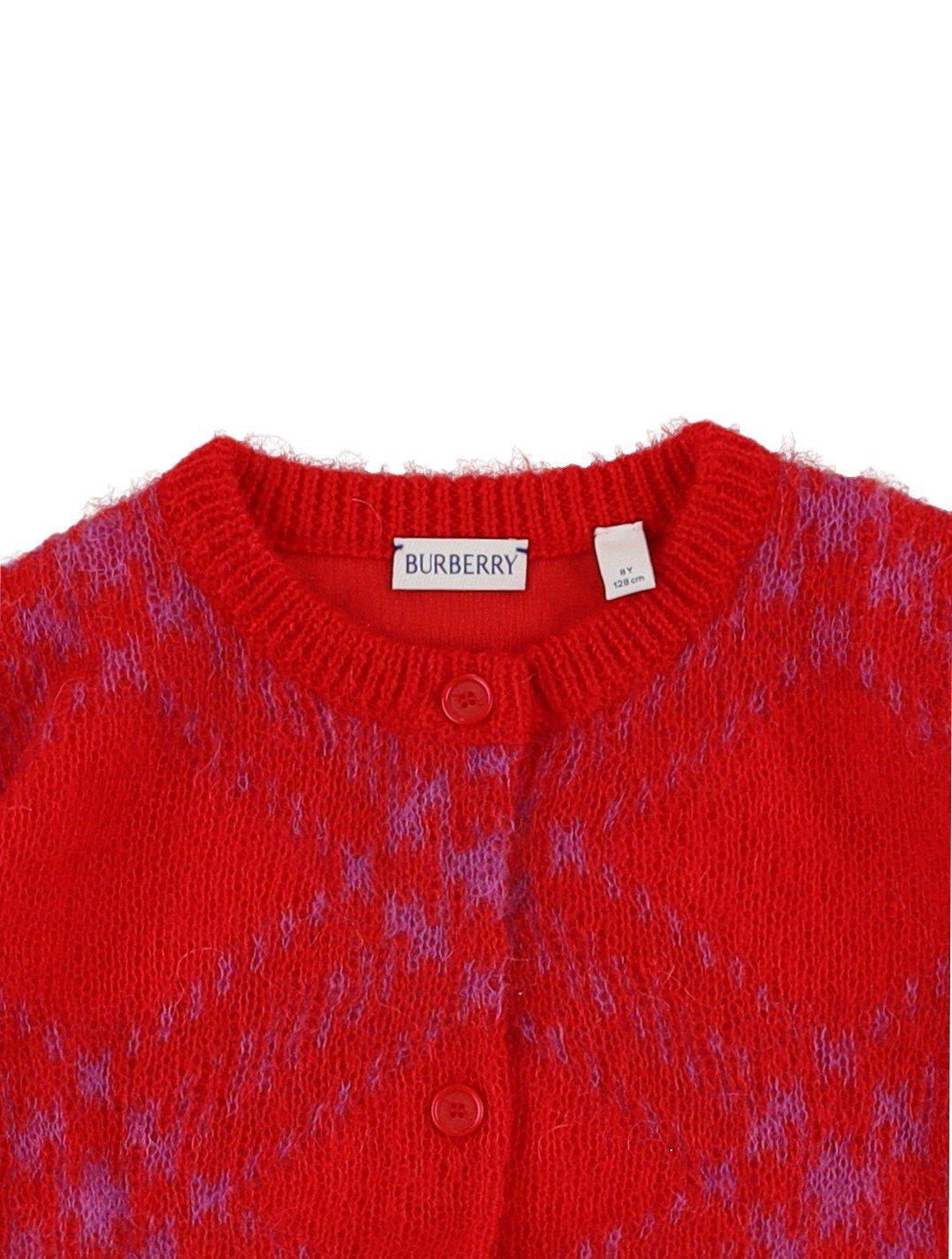 Burberry Checkered Buttoned Cardigan In Rosso